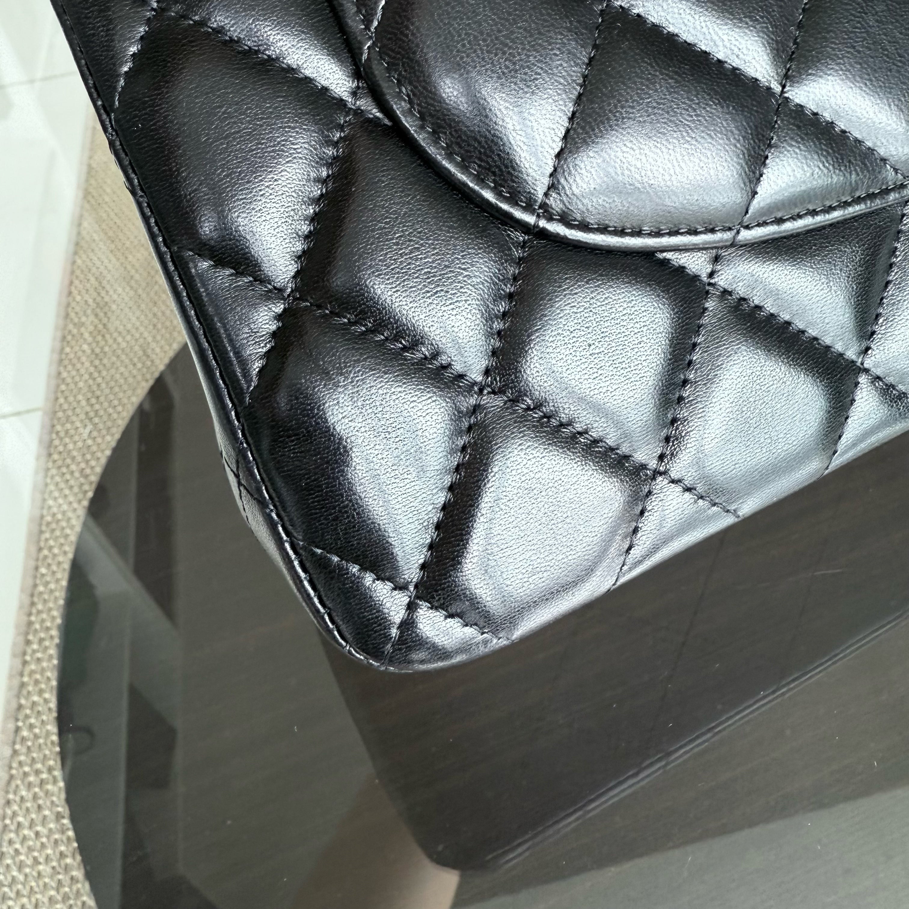 Chanel Classic Flap Jumbo - Double Flap Lambskin 30CM Quilted Lambskin Black Gold Hardware Series 14