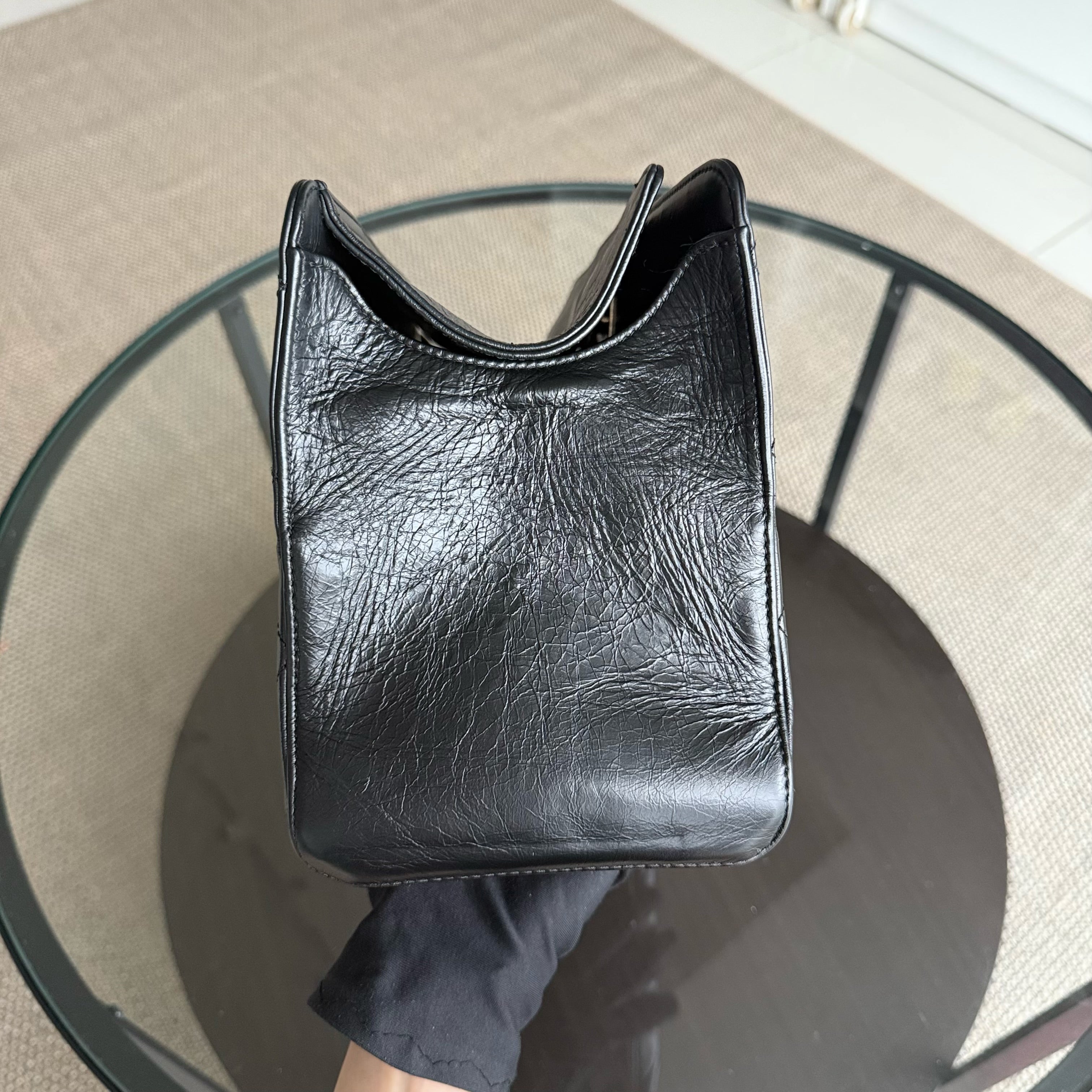 Chanel Shopping Tote - Calfskin Quilted Black Gold Hardware