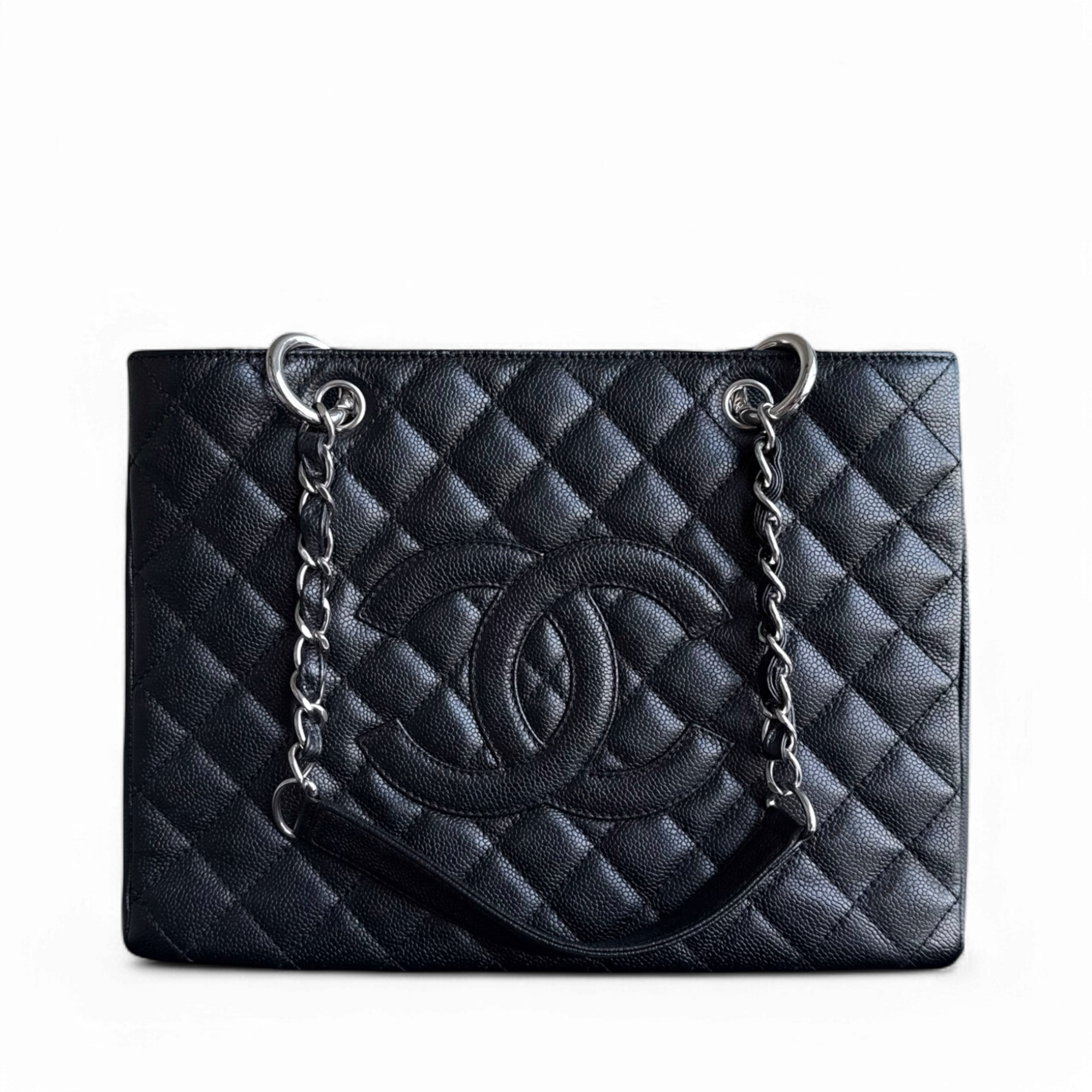 Chanel GST Grand Shopping Tote Caviar - Quilted Black Silver Hardware Series 12