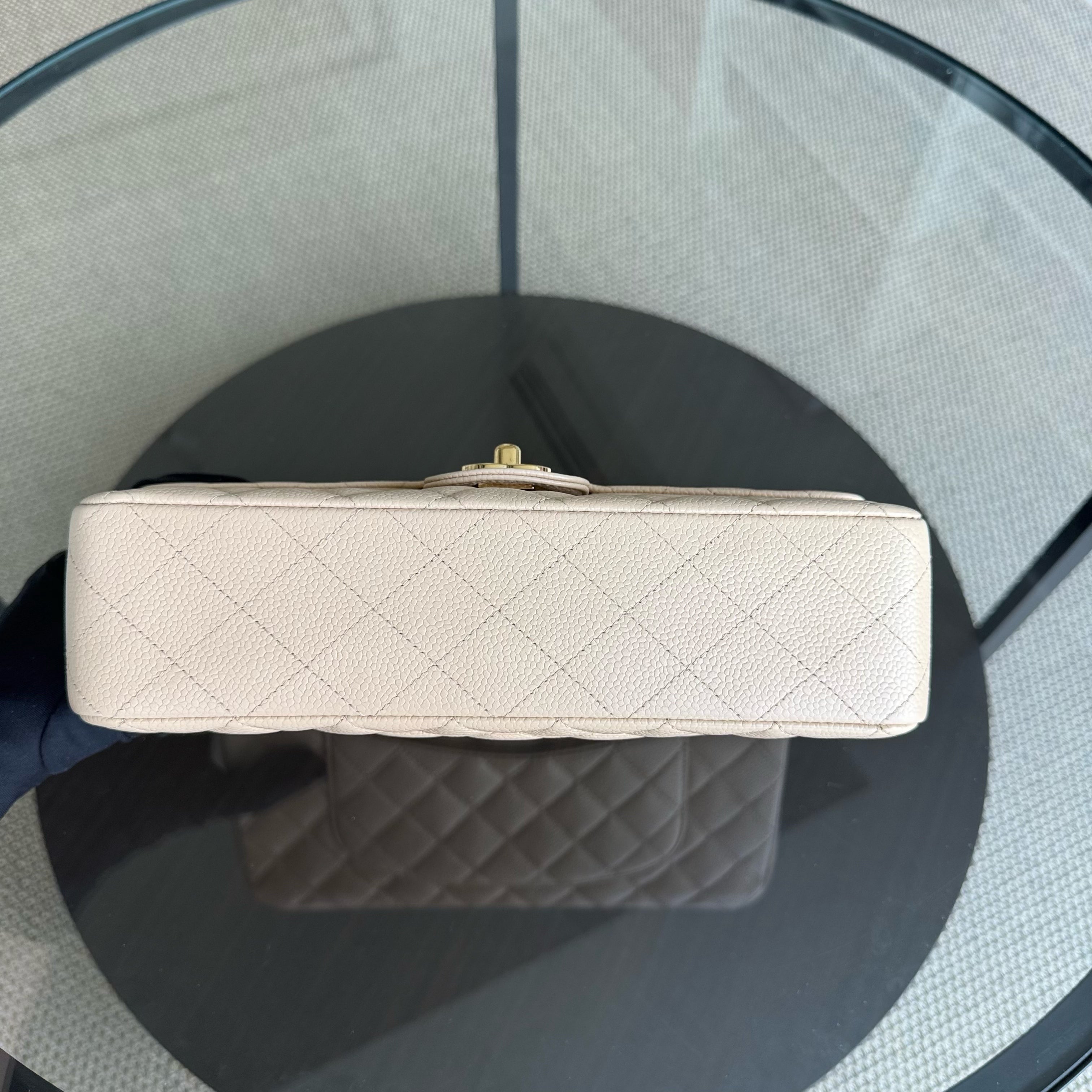 Chanel Classic Flap Medium - Caviar 25CM Quilted Beige Gold Hardware Series 14