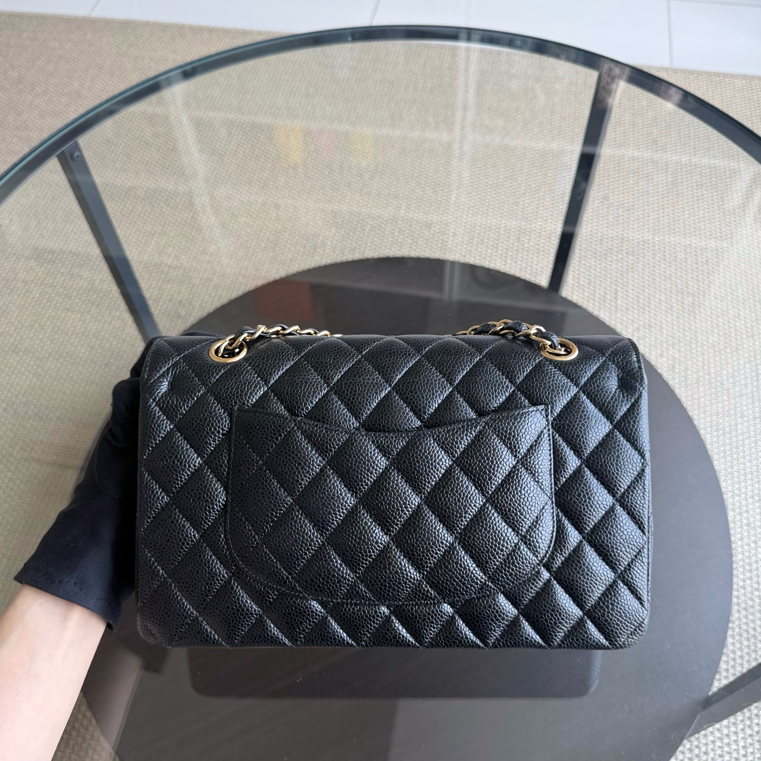 Chanel Classic Flap Medium - Caviar 25CM Quilted Black Gold Hardware Series 27