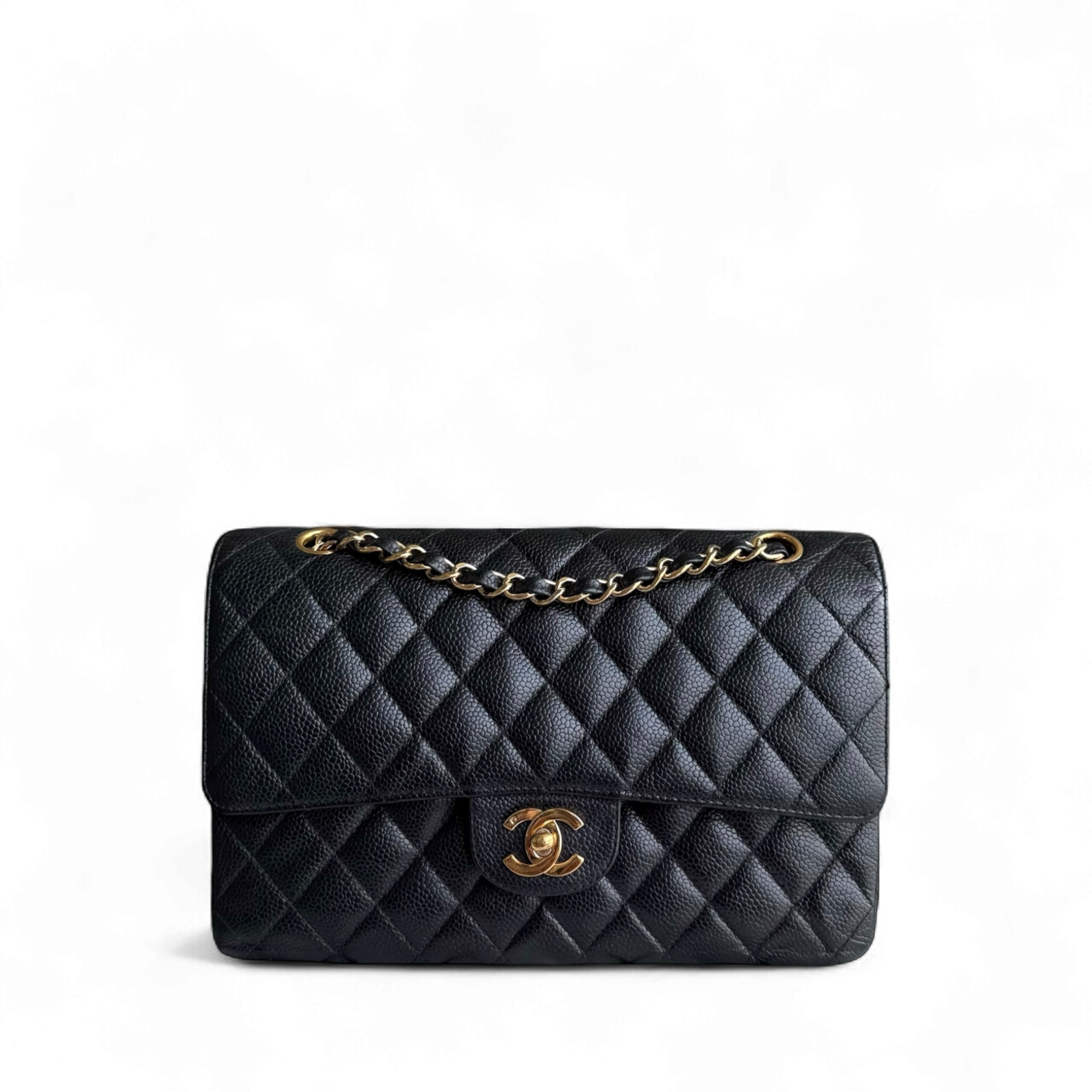 Chanel Classic Flap Medium - Caviar 25CM Quilted Black Gold Hardware Series 10