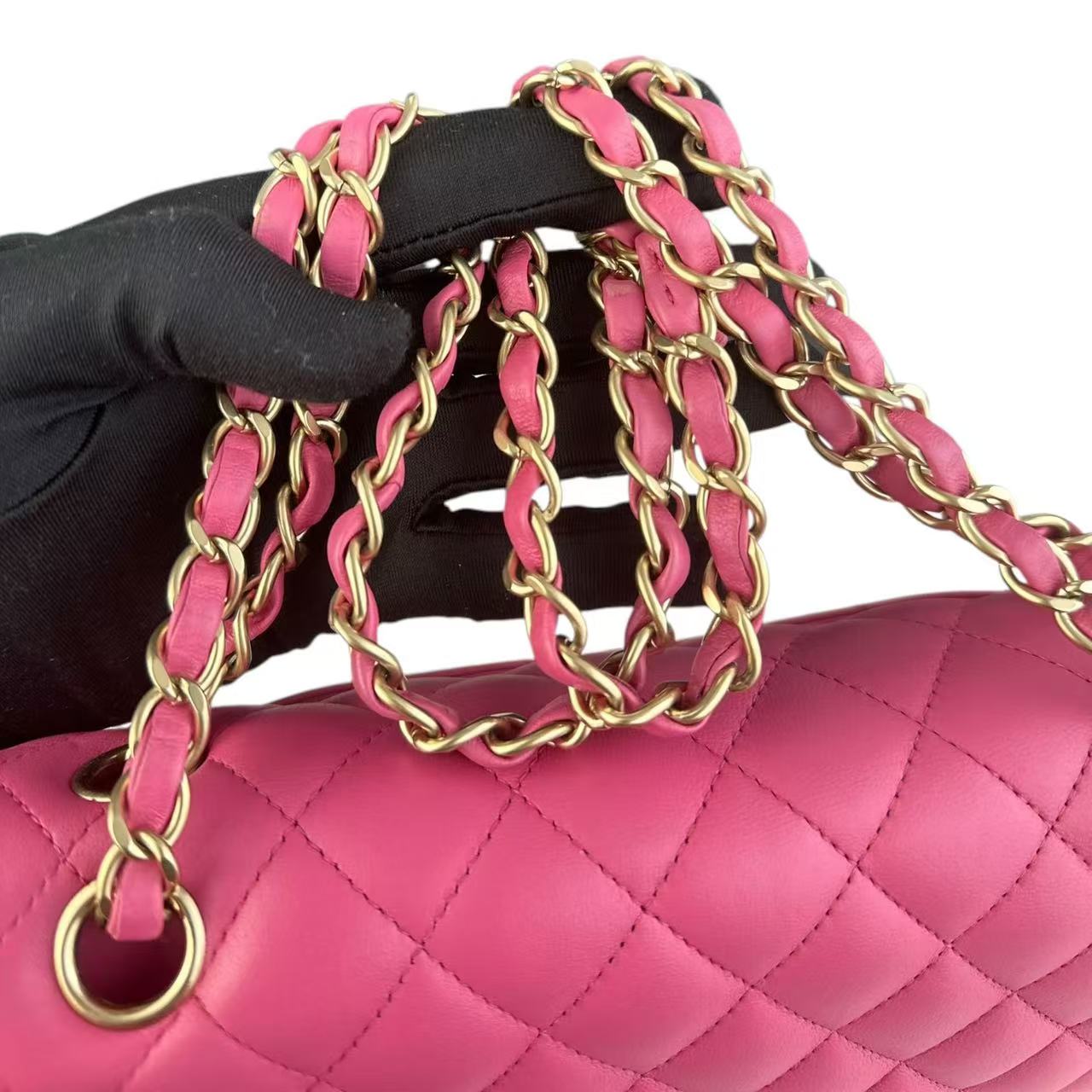 Chanel Classic Flap Medium - Quilted Lambskin Hot Pink Gold Hardware Series 18