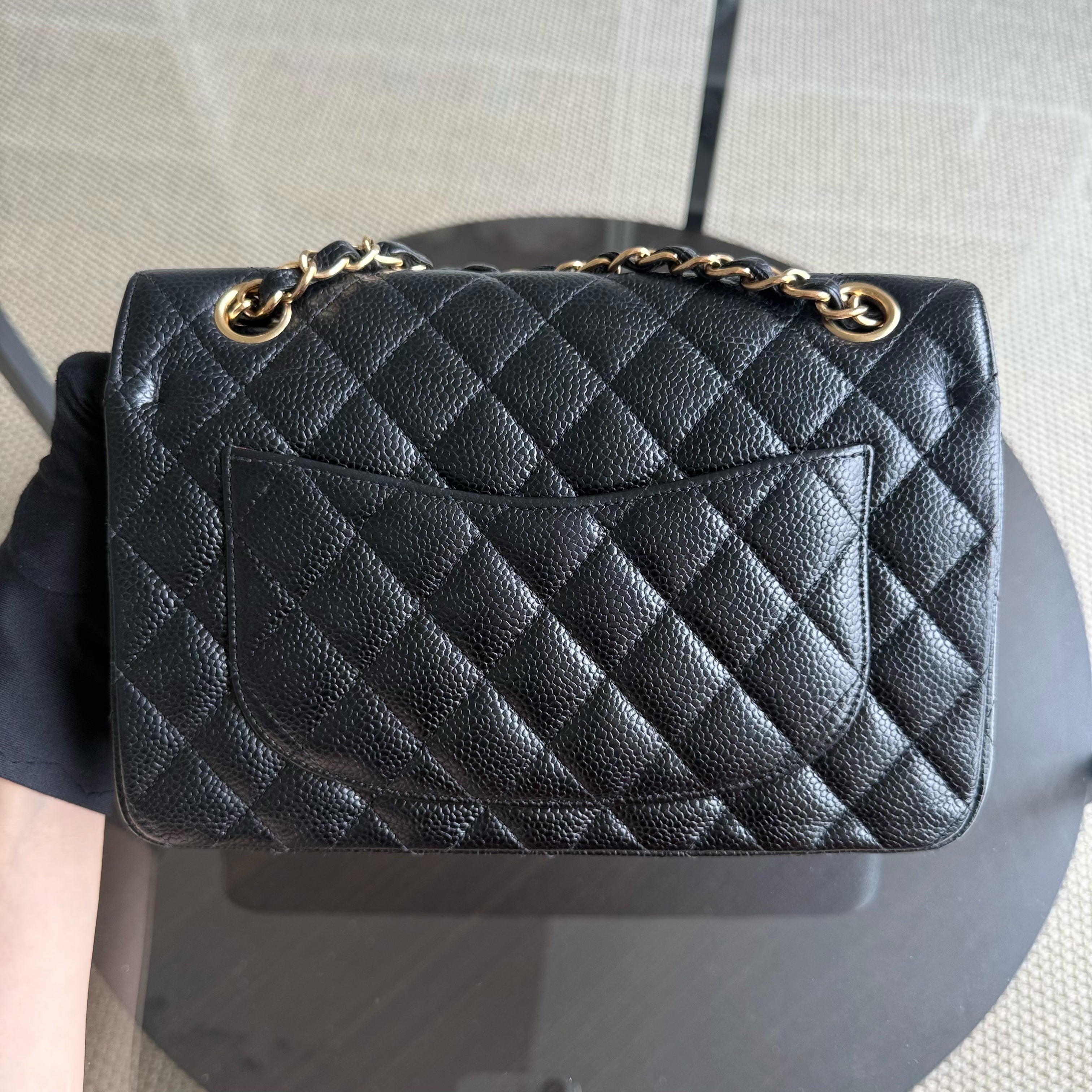 Chanel Classic Flap Small - Caviar 23CM Quilted Black Gold Hardware Series 28