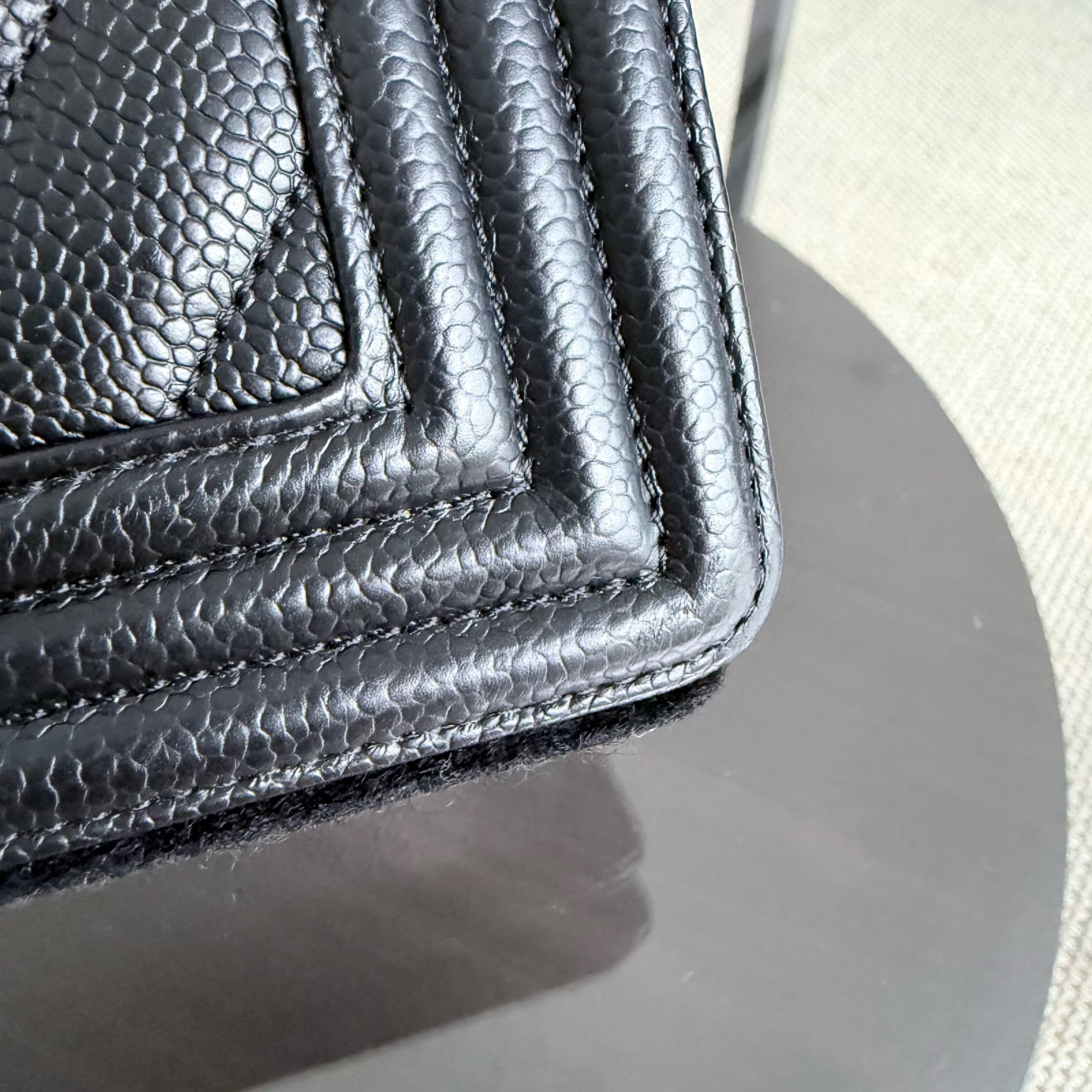 Chanel Boy New Medium - 28CM Caviar Quilted BlackRuthenium Silver Hardware Series 28