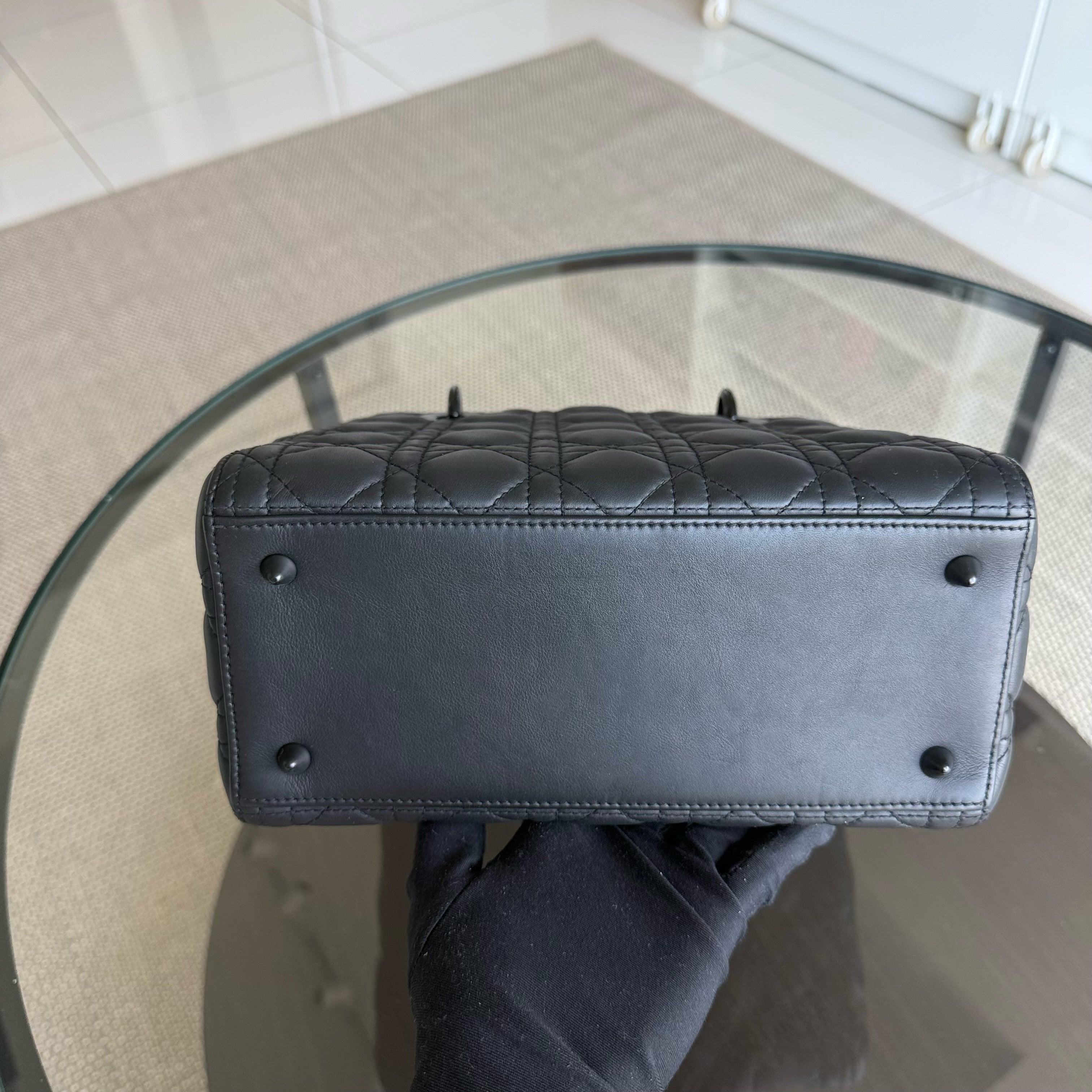 *Flap Open* Dior Lady Medium - Calfskin So Black Black Hardware NO STRAP