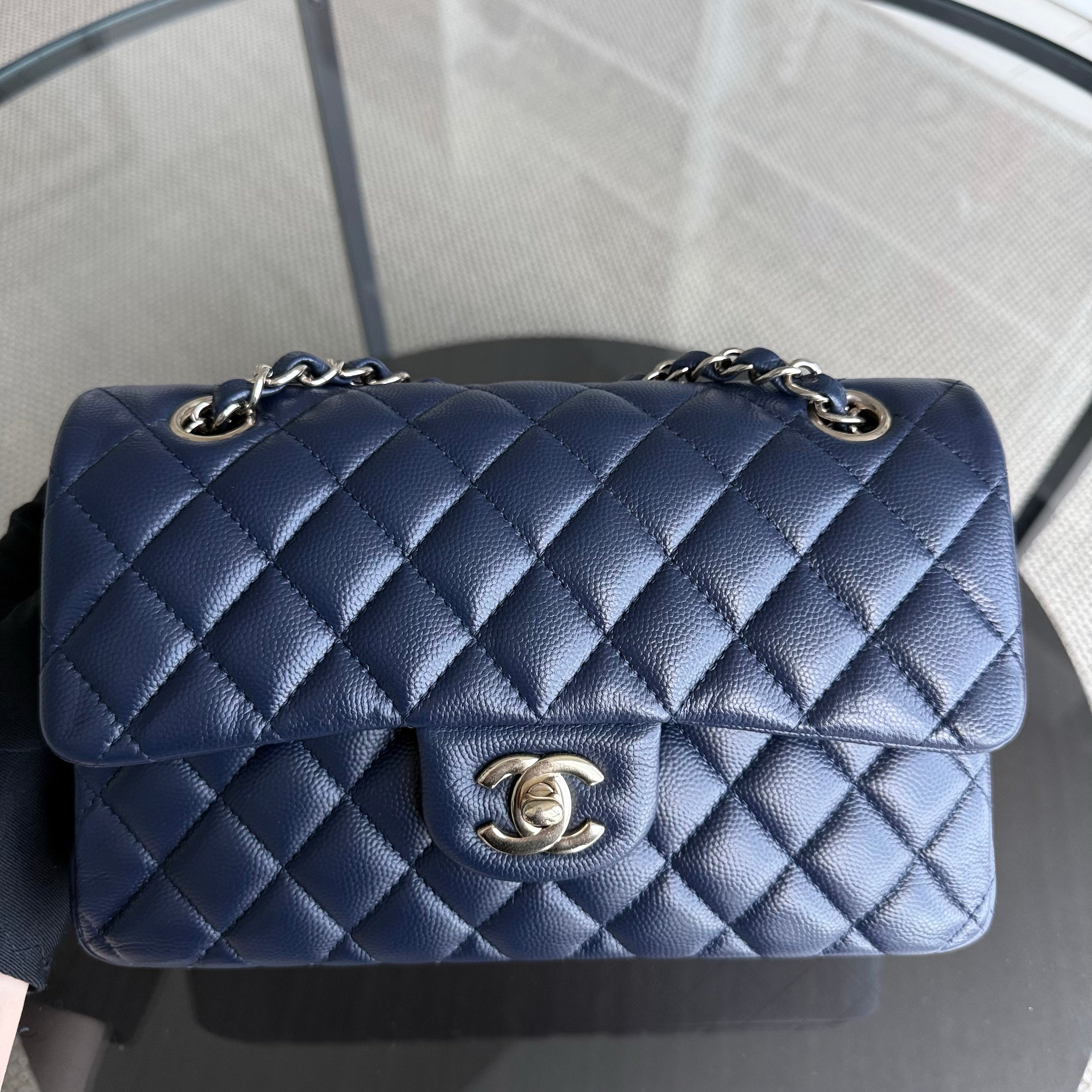 Chanel Classic Flap Small - Caviar 23CM Quilted Dark Navy Blue Gold Hardware Series 29