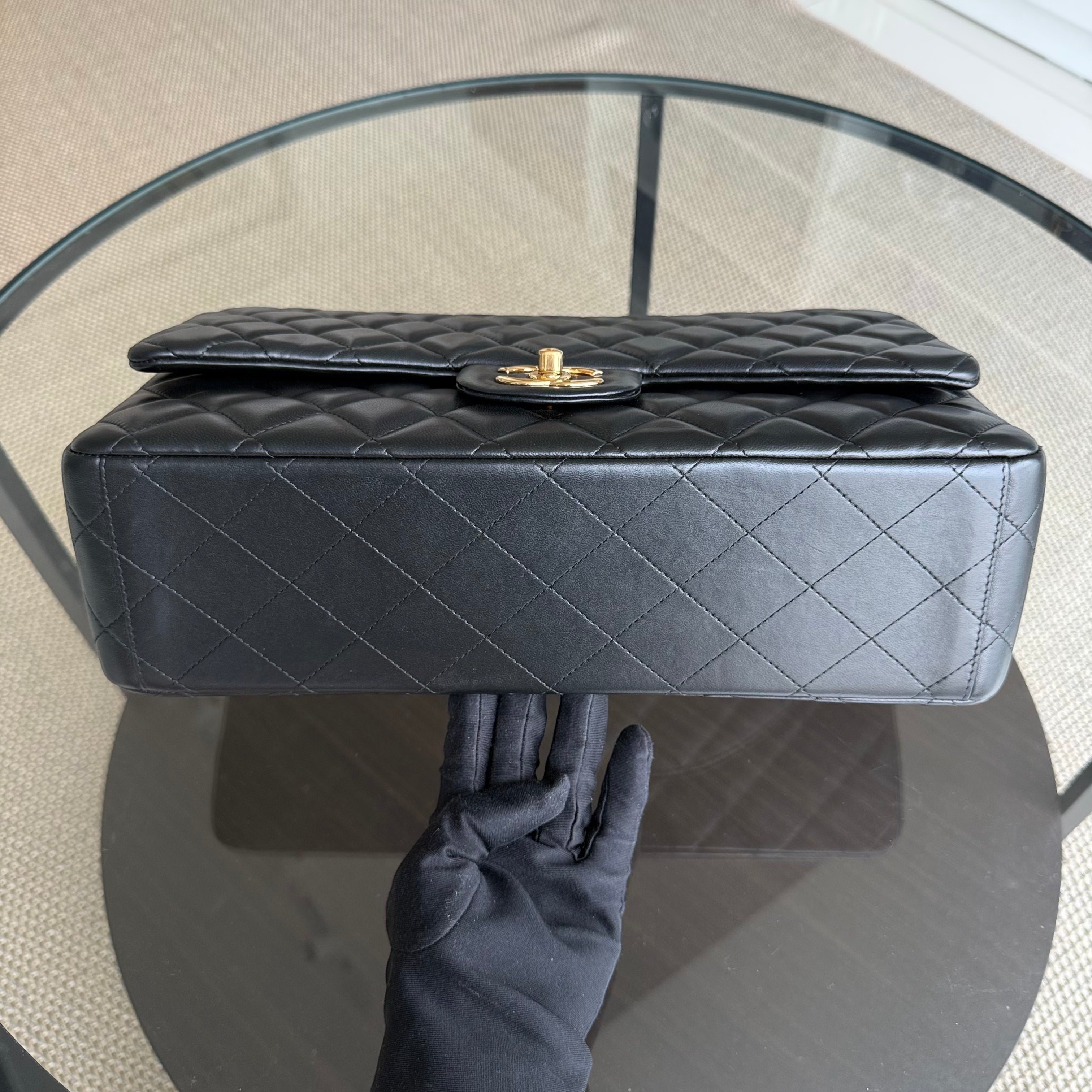 Chanel Classic Flap Maxi - 34CM Quilted Lambskin Double Flap Black Gold Hardware Series 15