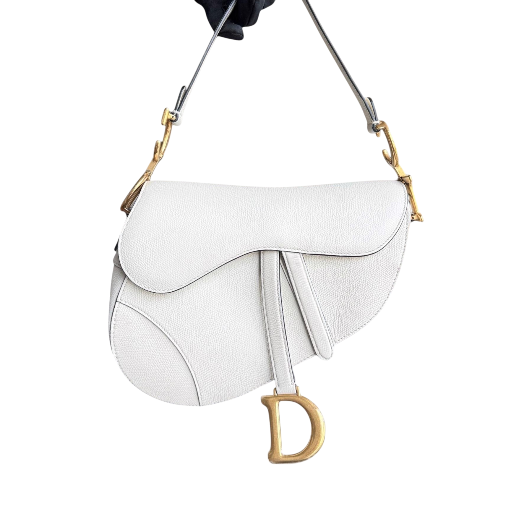 Dior Saddle Medium - Grained Calfskin White Gold Hardware