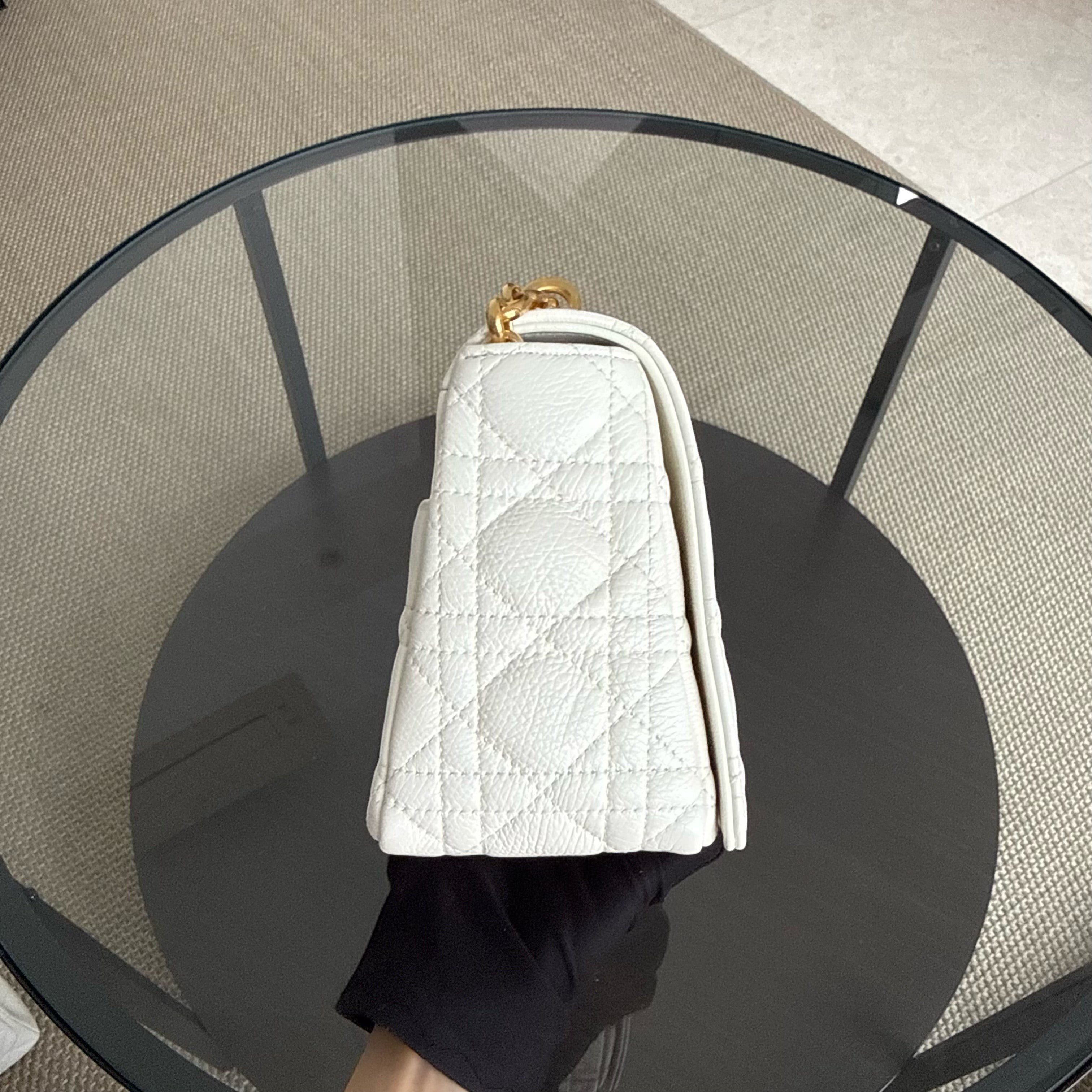 Dior Caro Medium - Cannage Grained Calfskin White Gold Hardware