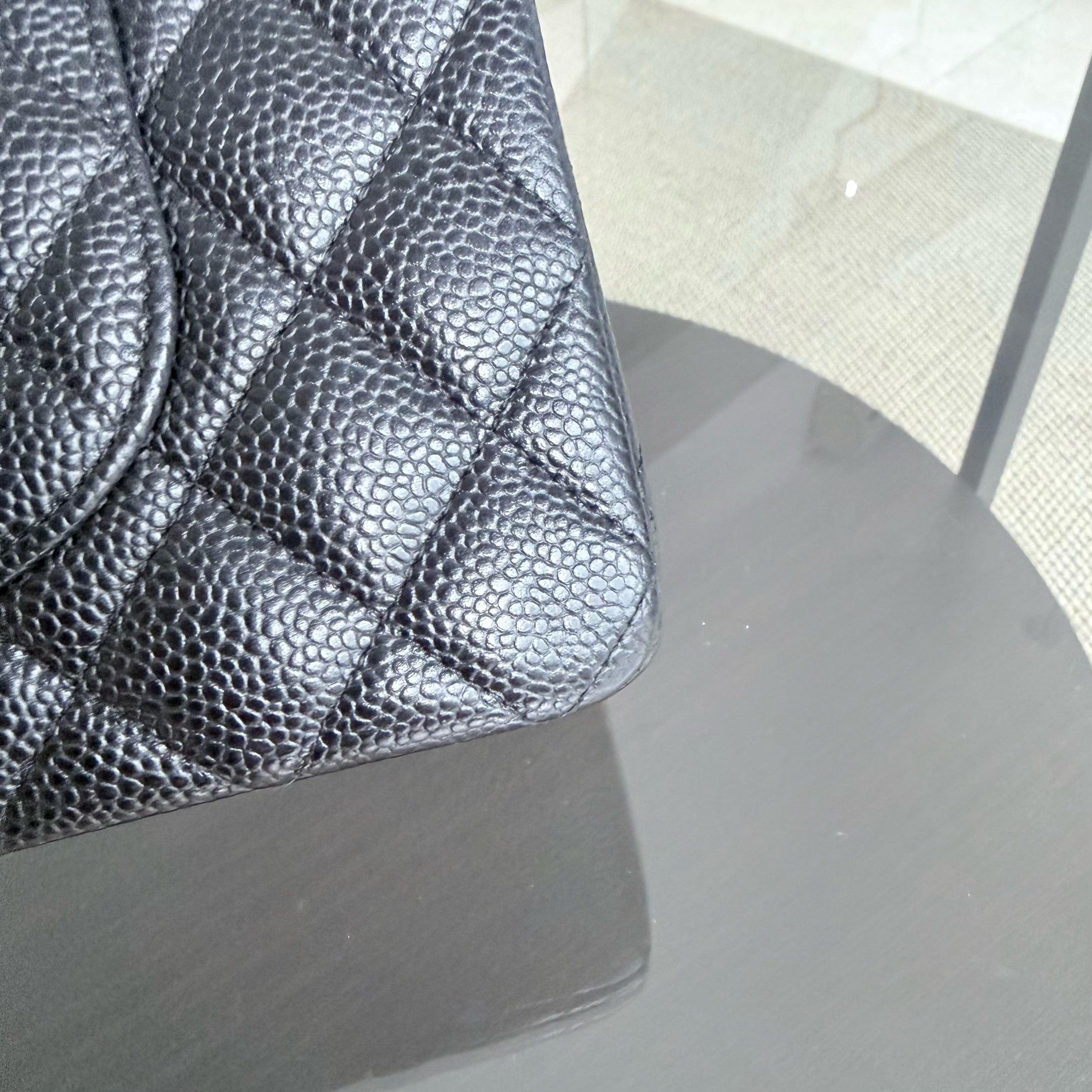 Chanel Classic Flap Medium - 25CM Quilted Caviar Black Gold Hardware Series 19