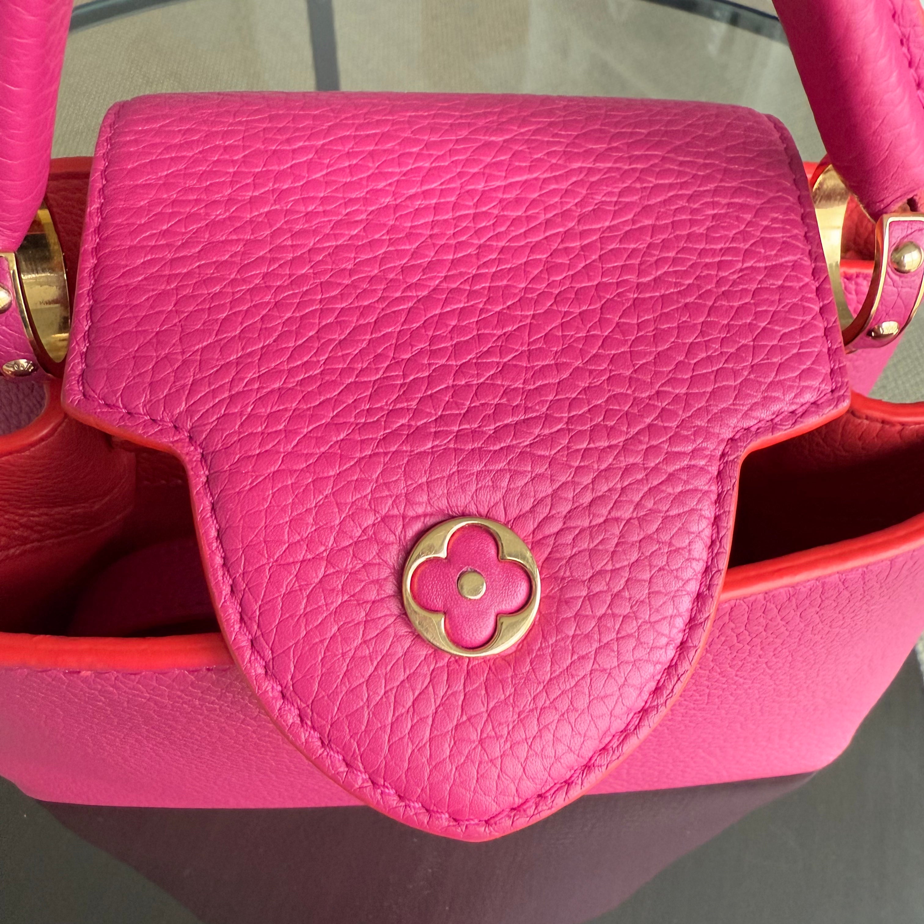 Louis Vuitton Capucines BB - 27CM Grained Calfskin Hot Pink Gold Hardware