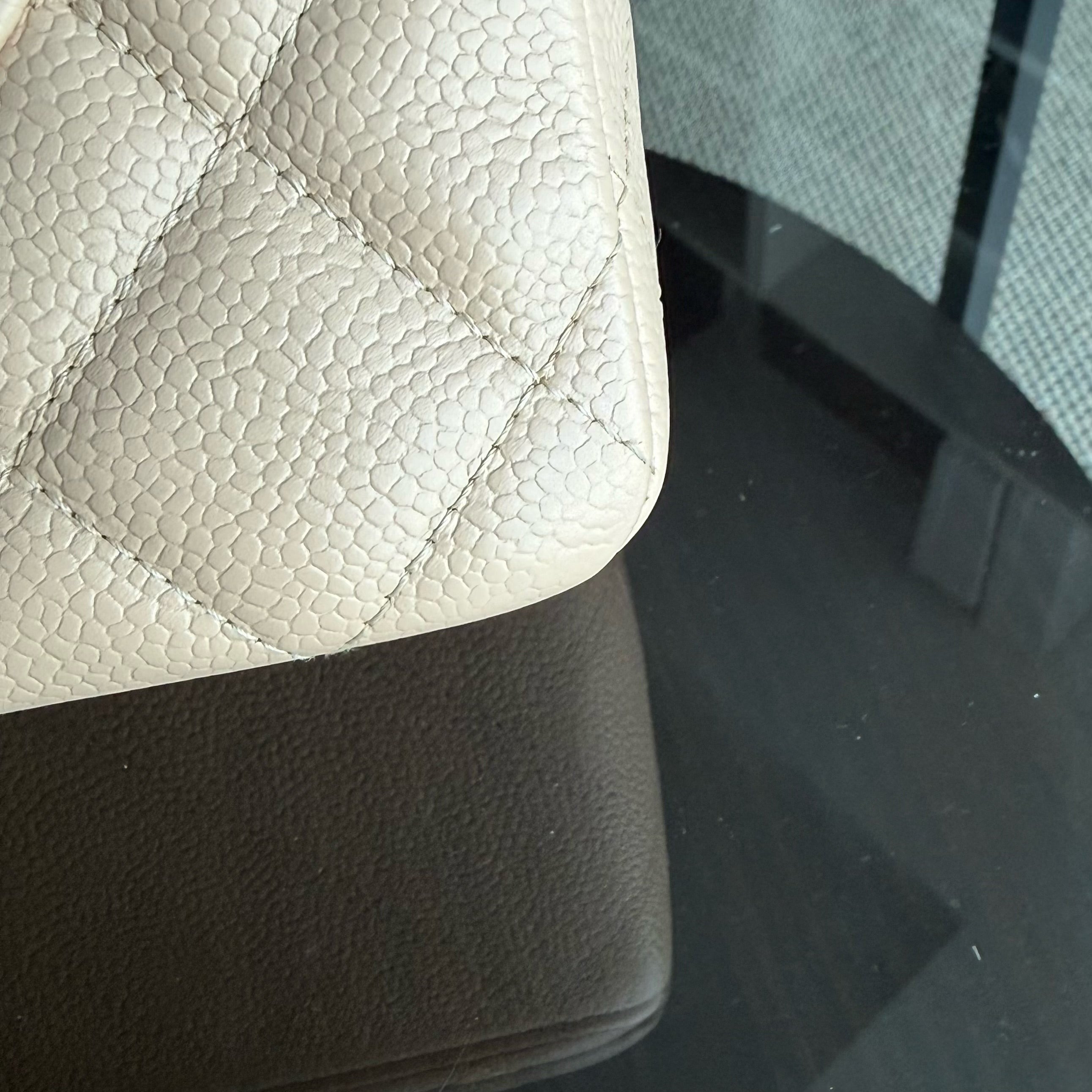 Chanel Classic Flap Jumbo - Caviar 30CM Single Flap Quilted Beige 24K Gold Hardware Series 12