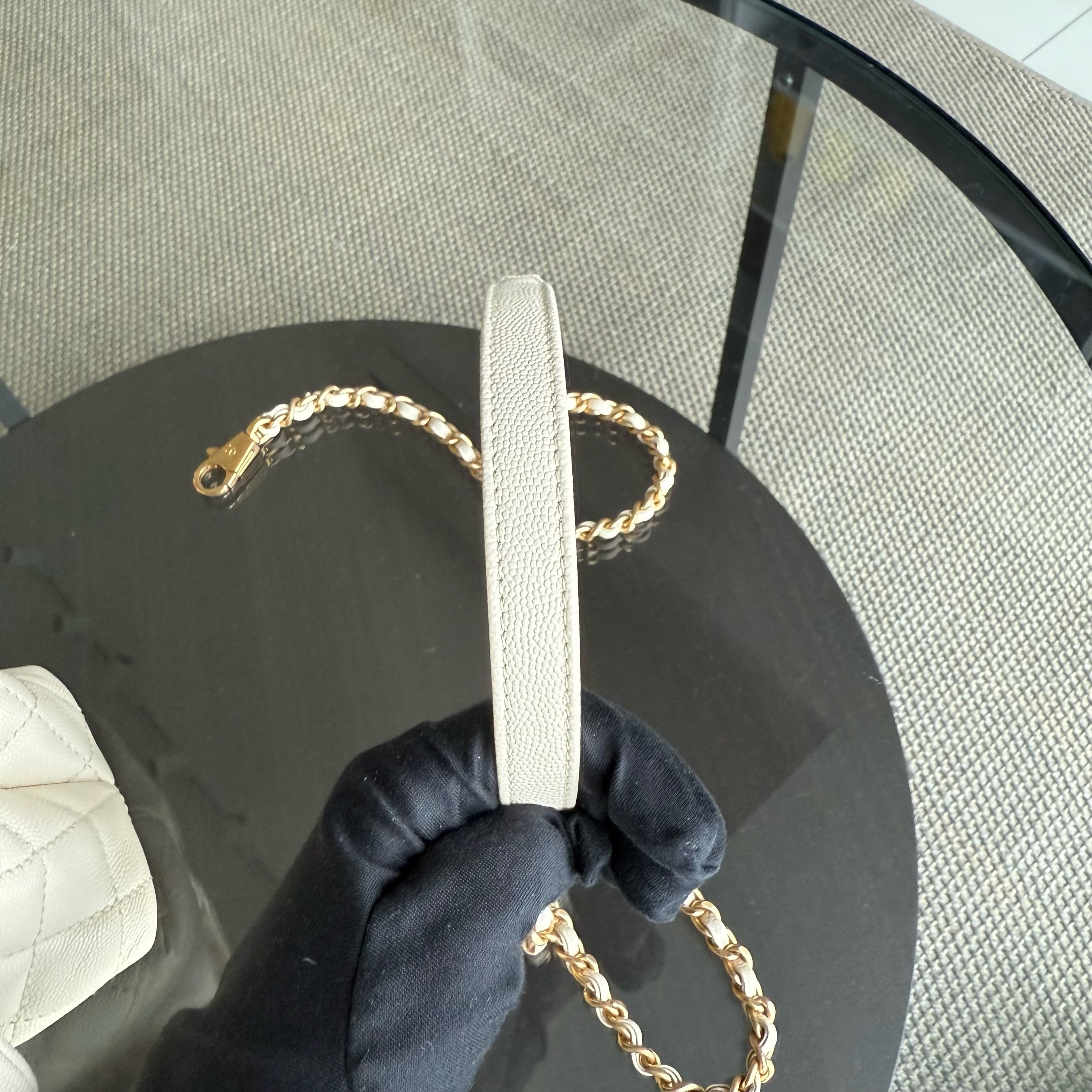 Chanel Coco Handle Small - Caviar Quilted White Gold Hardward 24