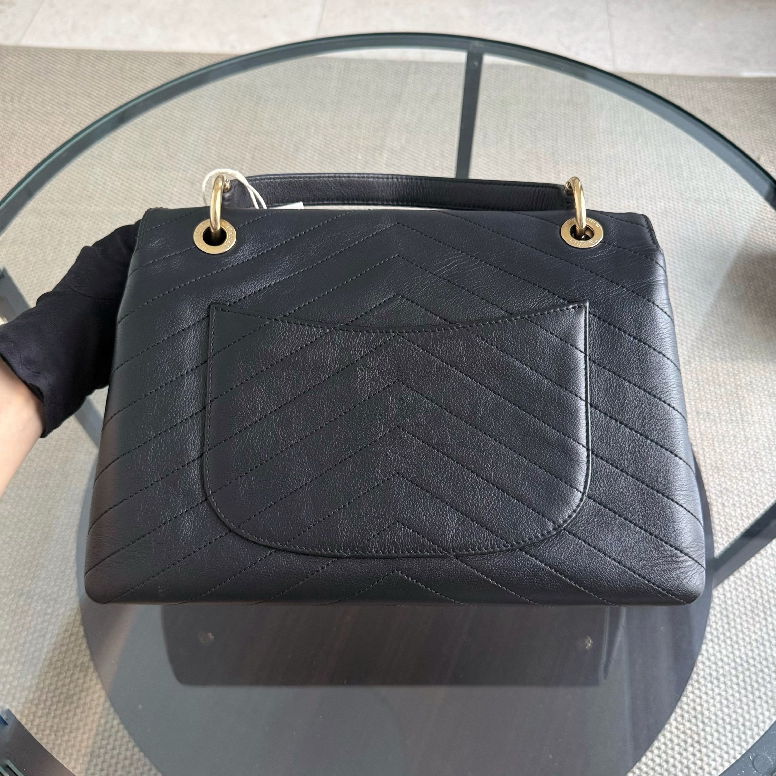 Chanel Handle Large - Caviar Quilted Black Gold Hardware Series 25