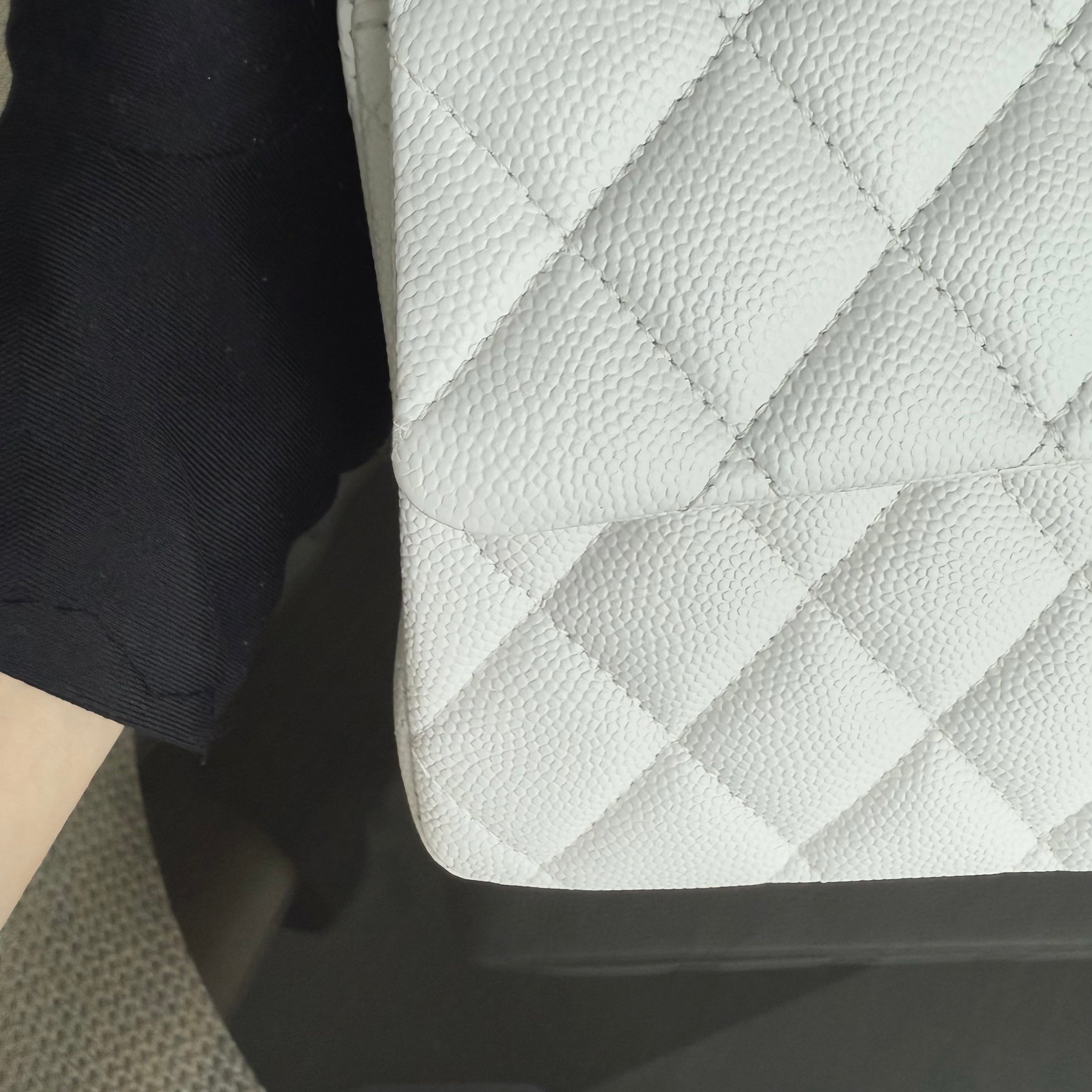 Chanel Classic Flap Medium - Caviar 25CM Quilted Snow White Gold Hardware Series 27