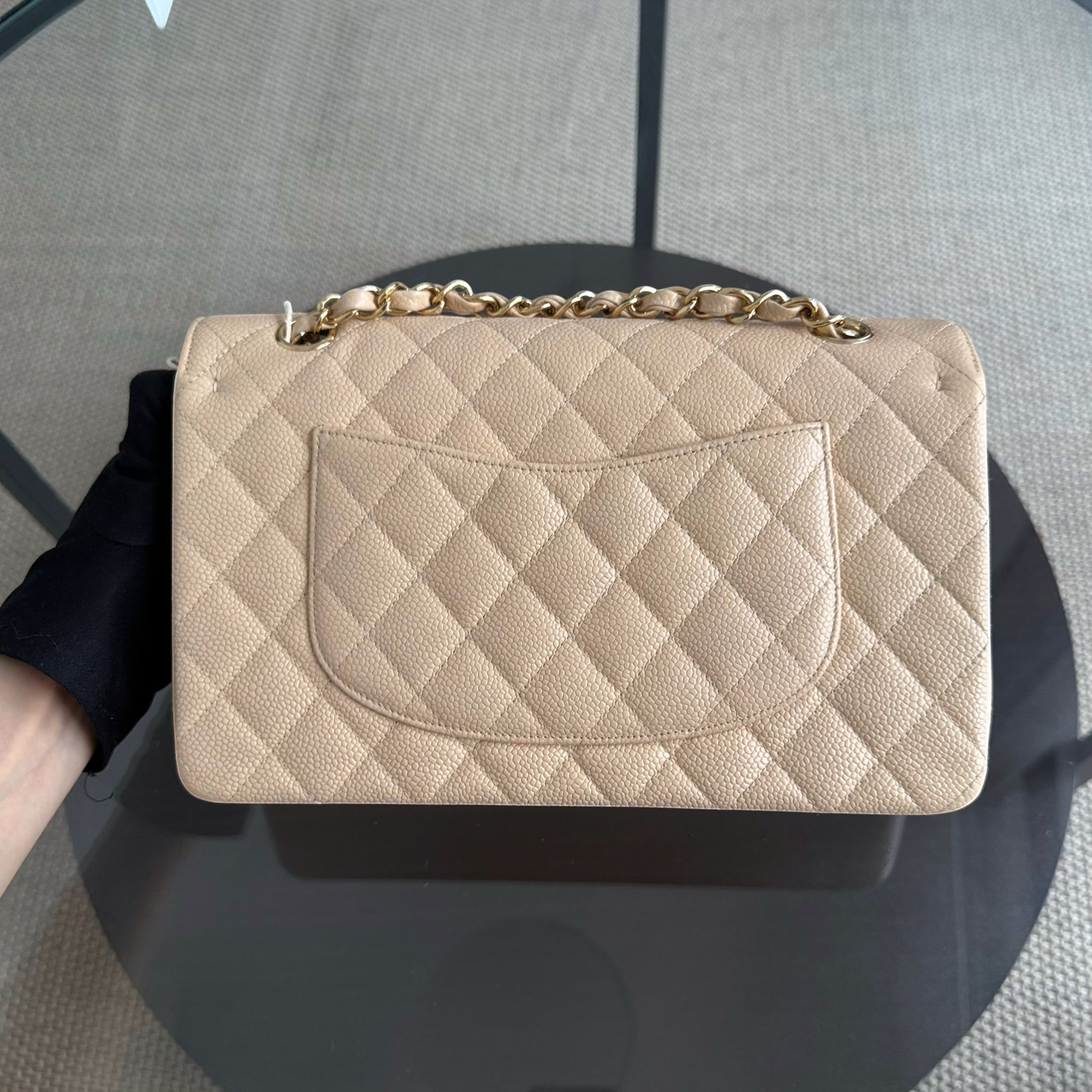 Chanel Classic Flap Medium - Caviar 25CM Quilted Beige Gold Hardware Series 14