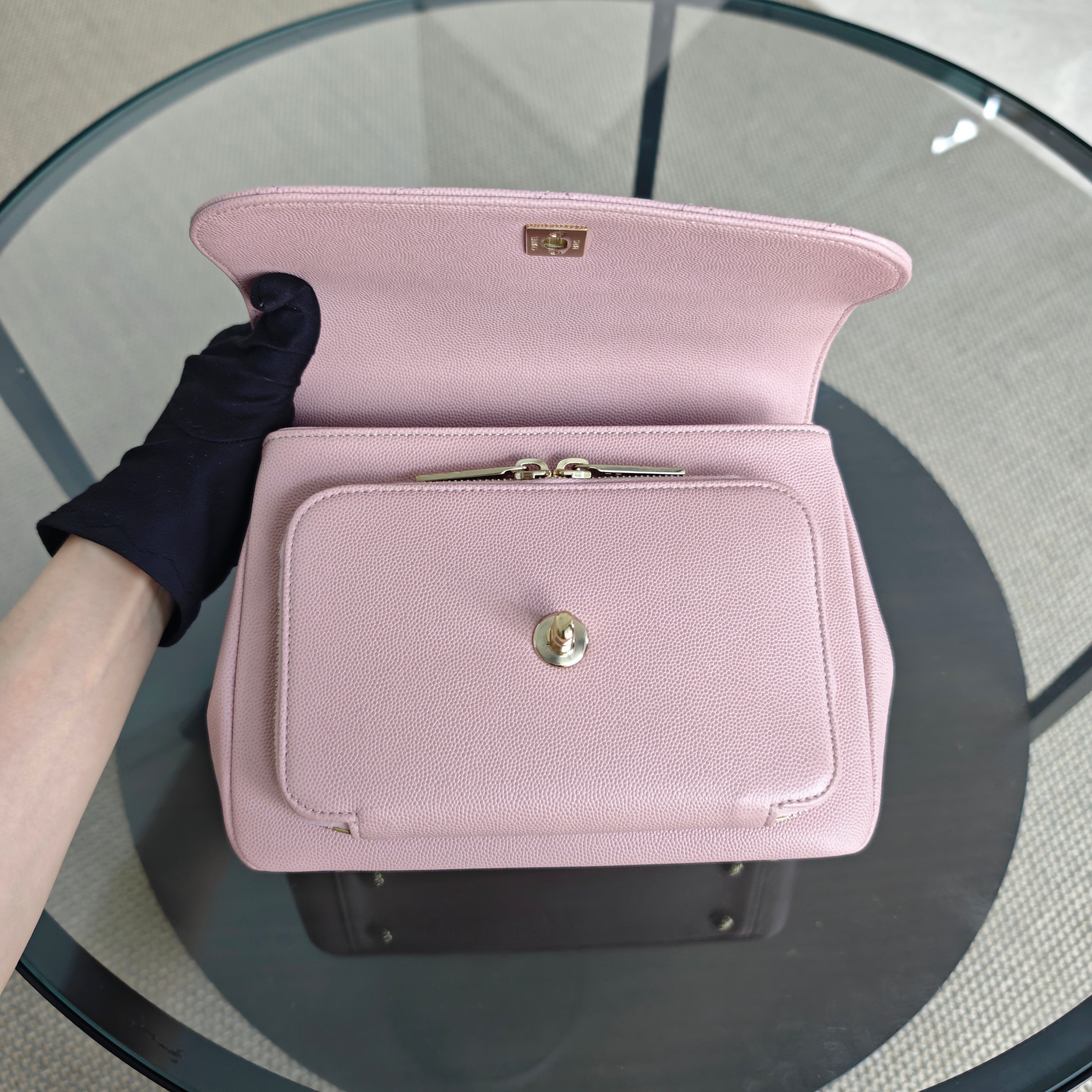 Chanel Business Affinity - Medium 23CM Caviar Quilted Sakura Light Pink Gold Hardware Series 25