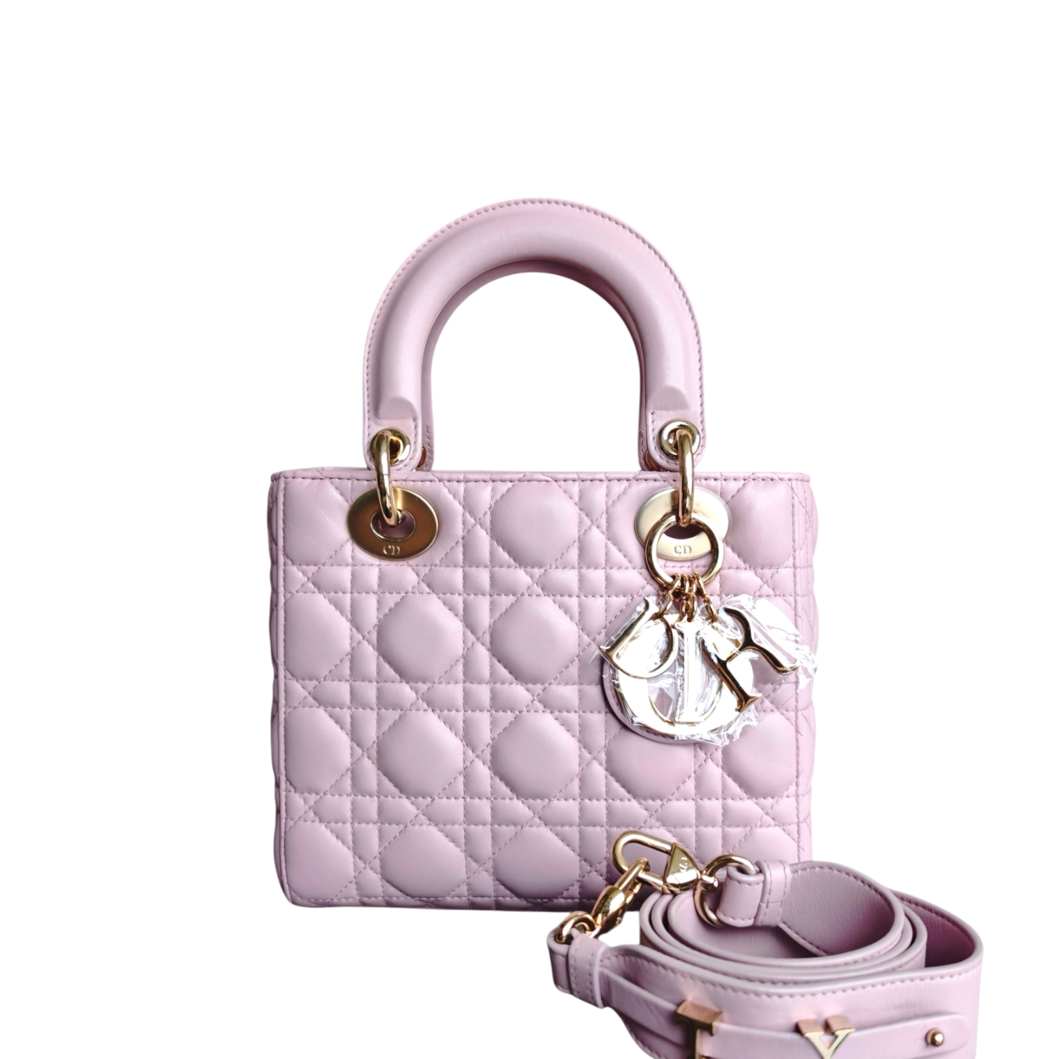 Dior Lady Small - Cannage Lambskin Pink Gold Hardware