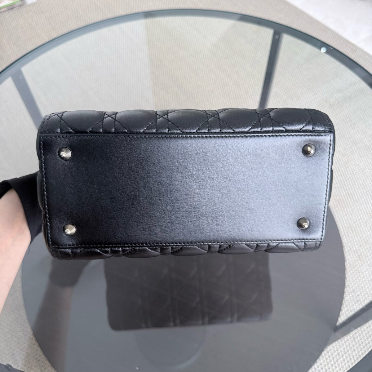 Dior Lady Medium - Flap Open Cannage Lambskin Black Gold Hardware NO STRAP