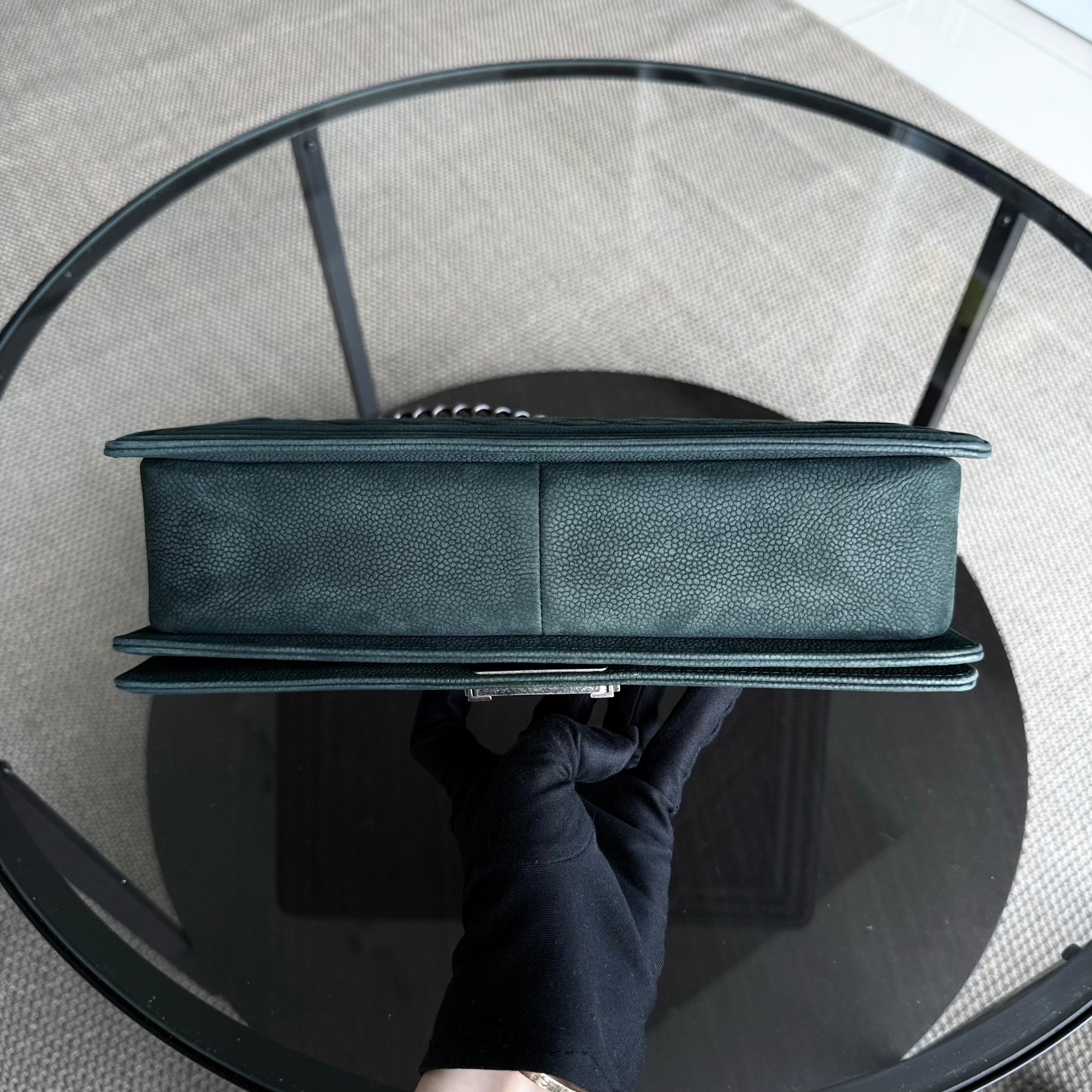 Chanel Boy Large - 30CM Quilted Caviar Black Silver Hardware Series 18