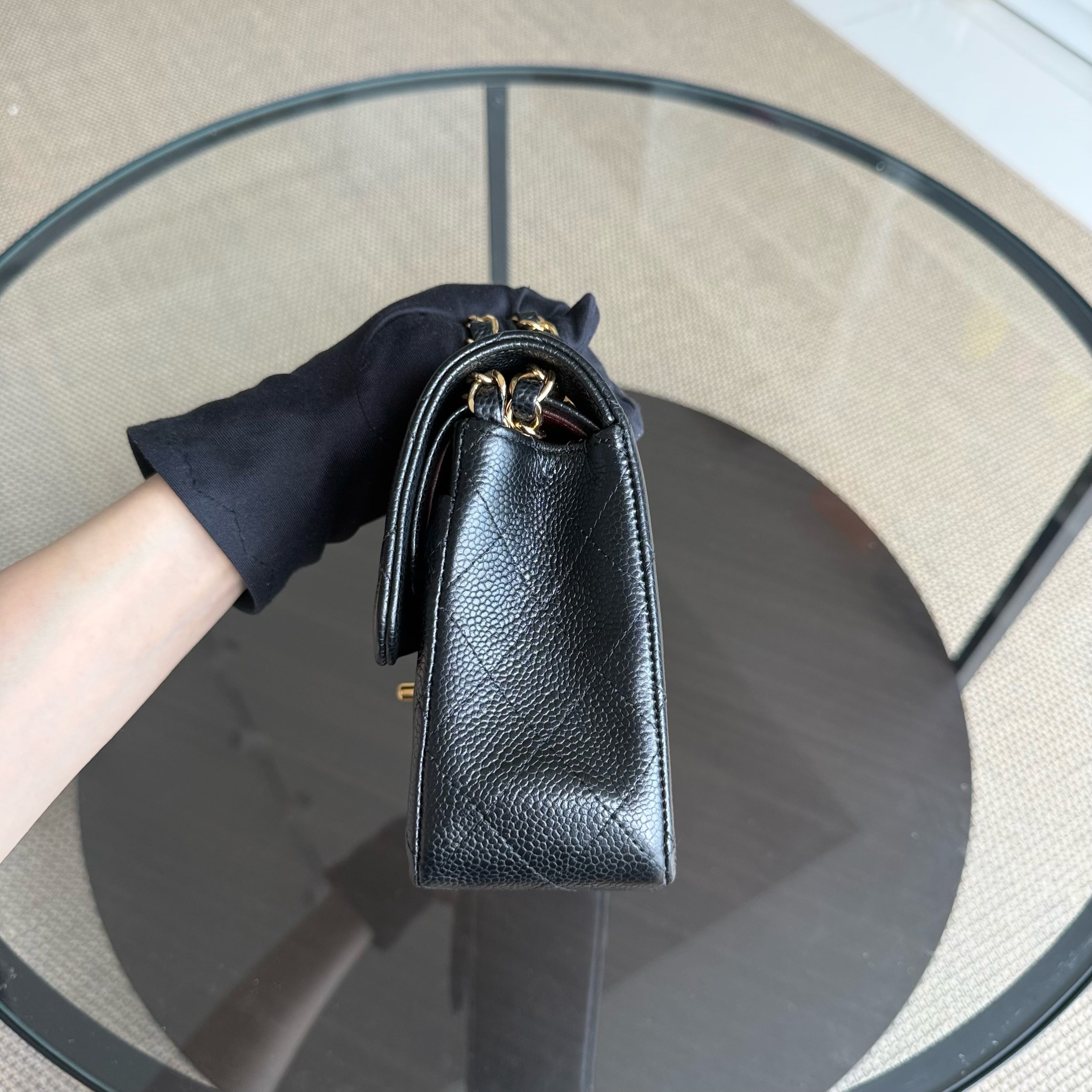 Chanel Classic Flap Small - Caviar 23CM Quilted Grained Calfskin Black Gold Hardware Series 23