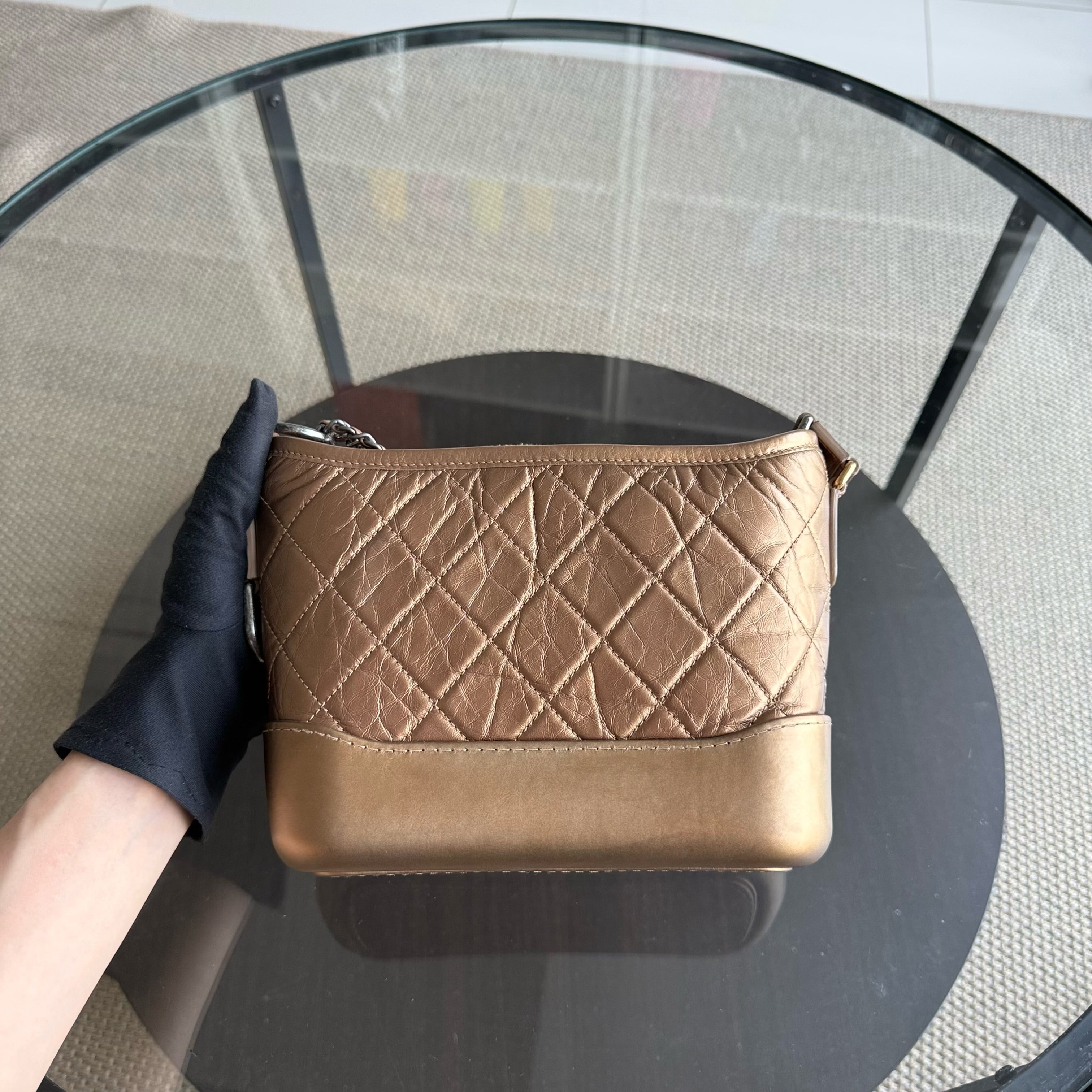 Chanel Gabrielle Small - Quilted Calfskin Bronze Gold Two-Tone Hardware Series 23
