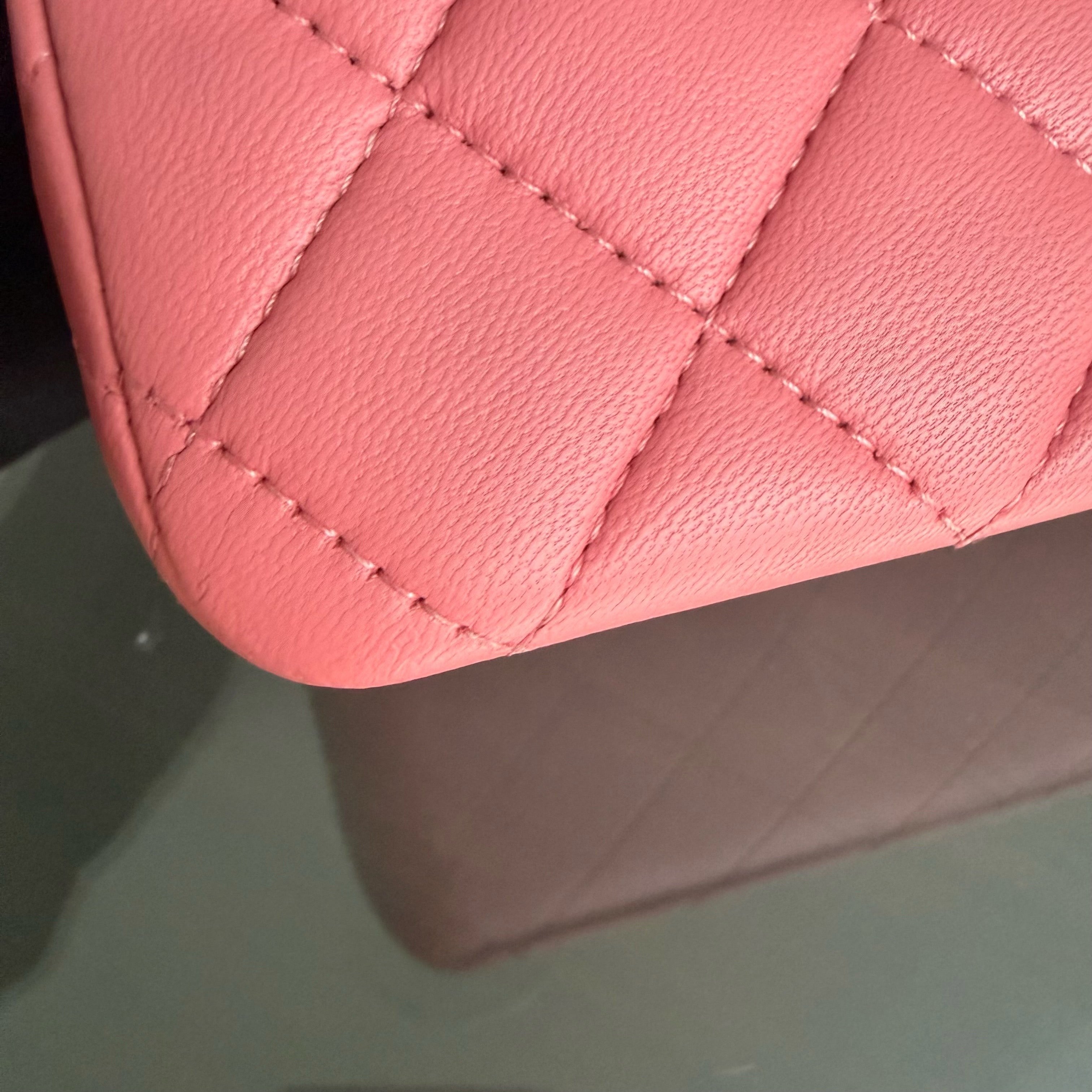 Chanel Classic Flap Mini - 20CM Quilted Lambskin Pink Silver Hardware Series 28