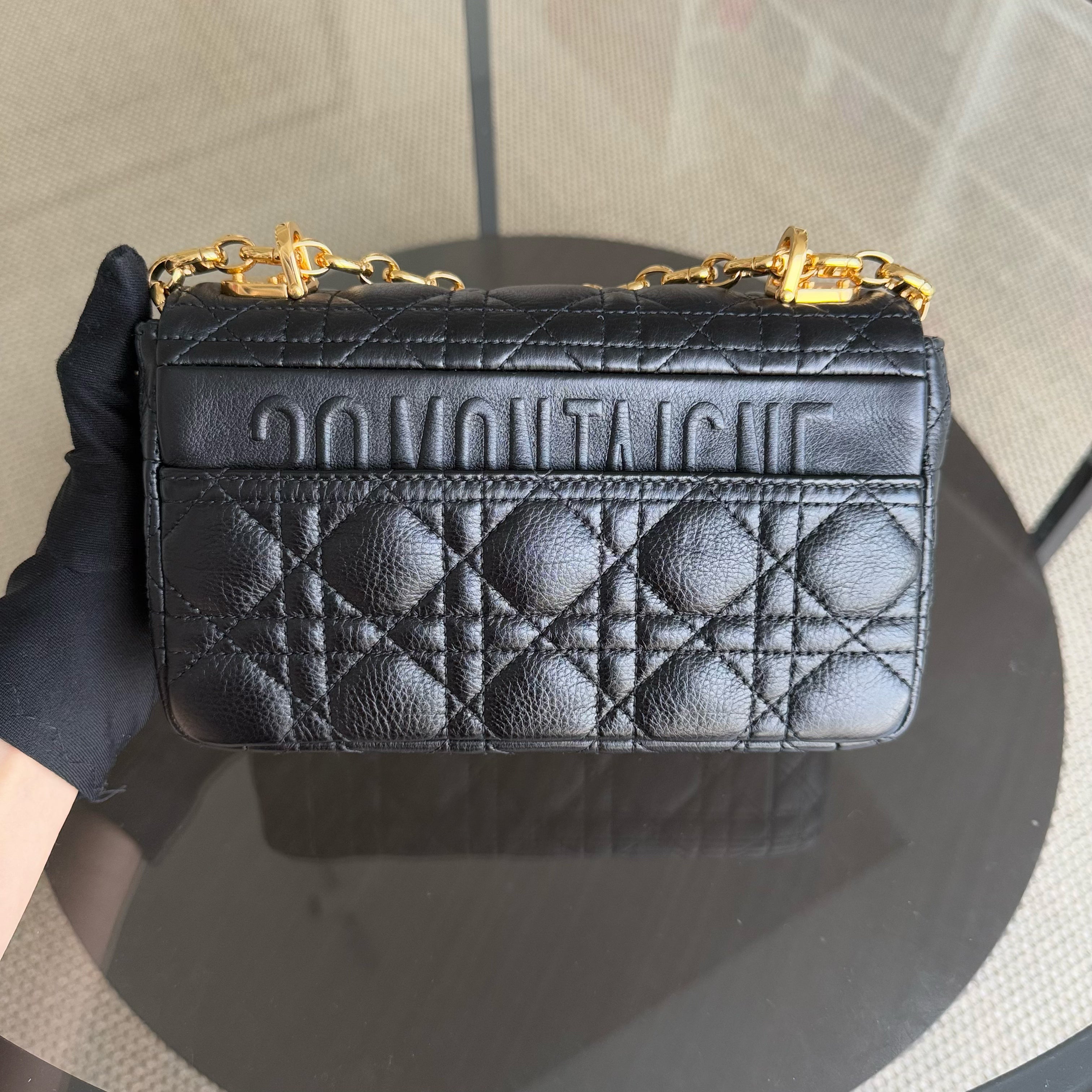 Dior Caro Small - Cannage Calfskin Black Gold Hardware