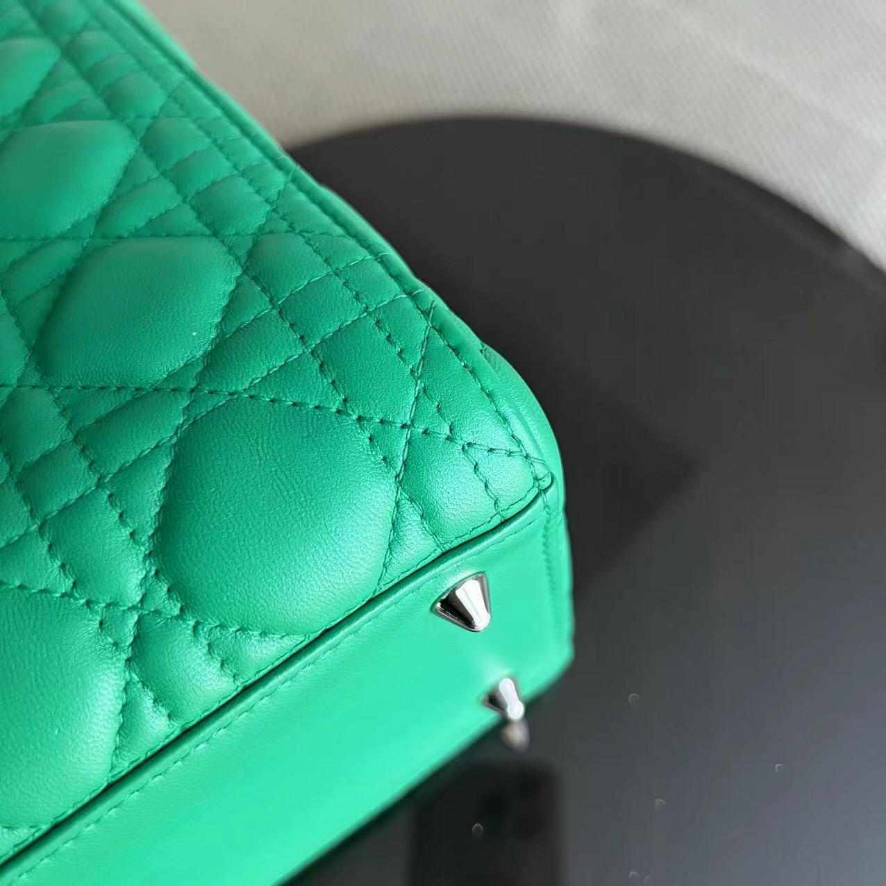 *Receipt* Dior Lady Small Cannage Lambskin Green Silver Hardware