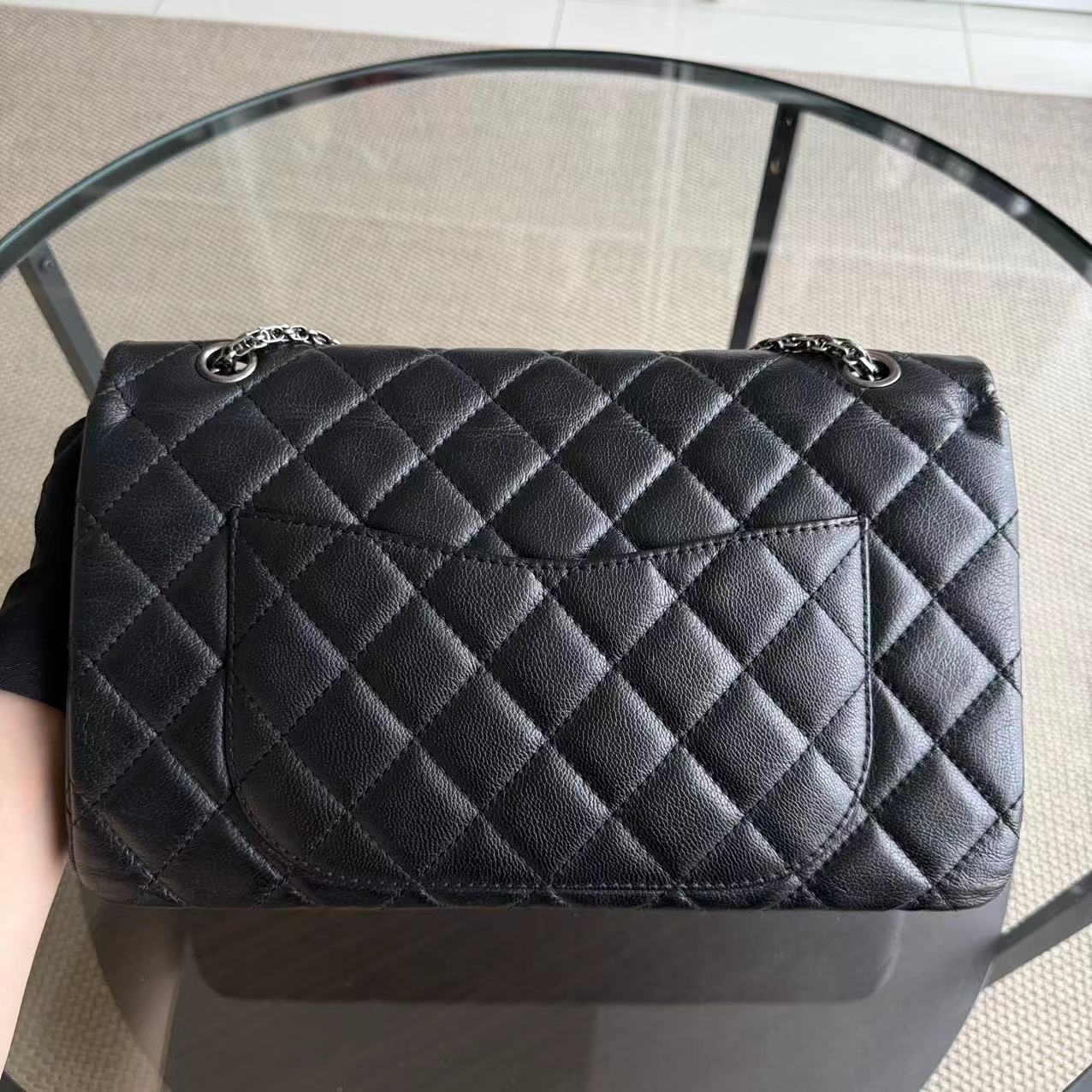 *Rare Caviar* Chanel 2.55 Reissue 227 - Caviar Large Quilted Ruthenium Silver Hardware Series 13