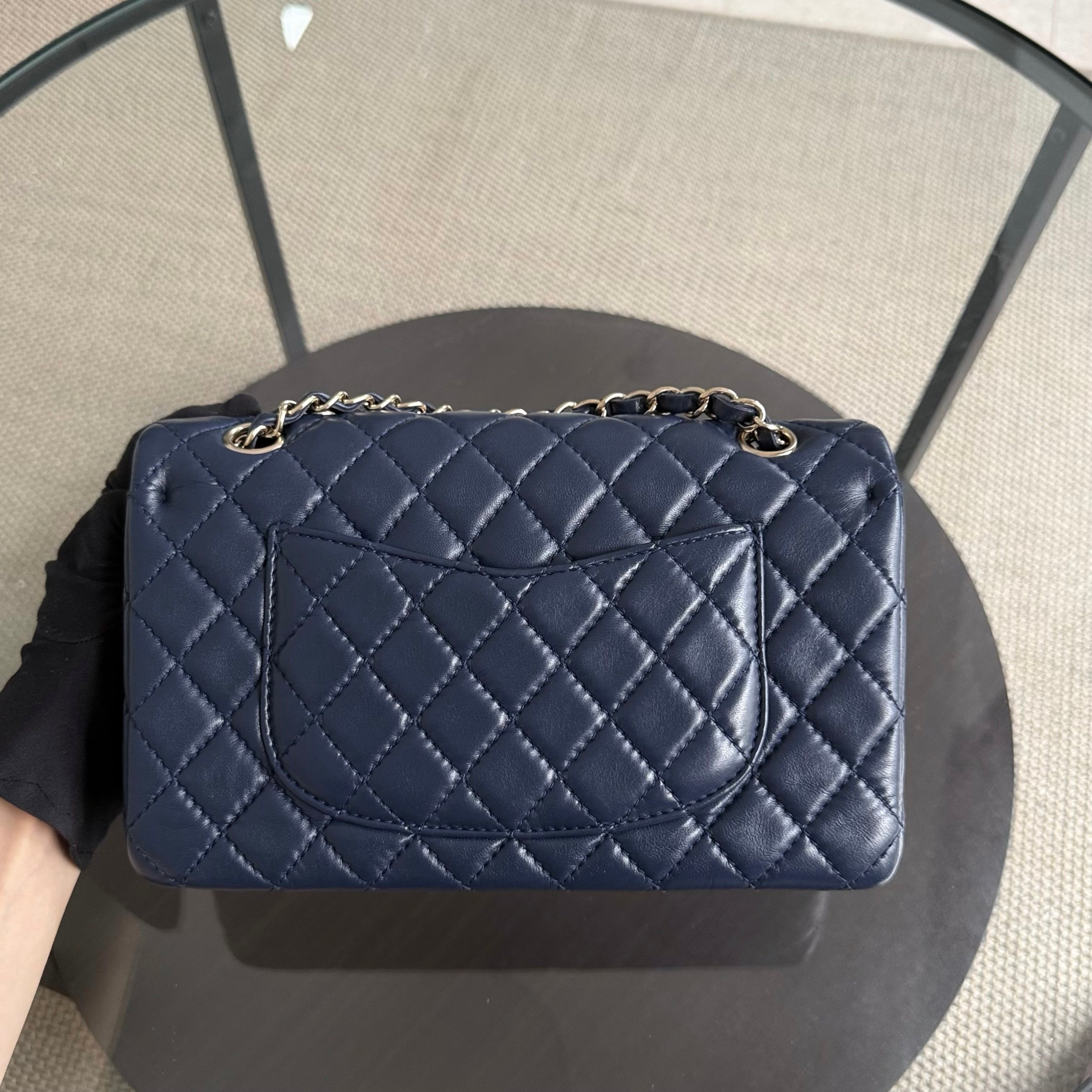 Chanel Classic Flap Medium - 25CM Quilted Lambskin Dark Blue Gold Hardware Series 12