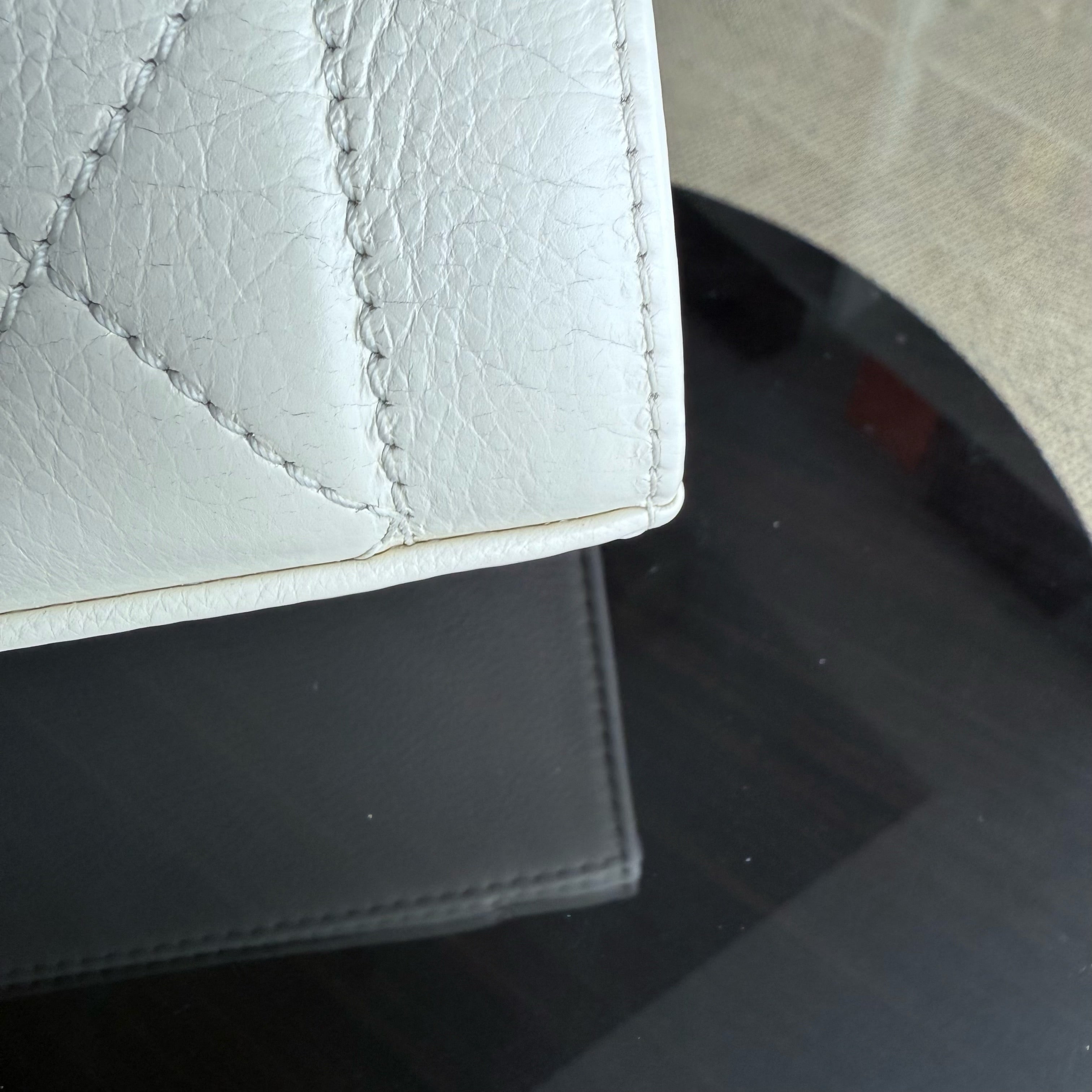 Chanel Label Click Medium - 25CM Quilted Calfskin White Gold Hardware Series 23