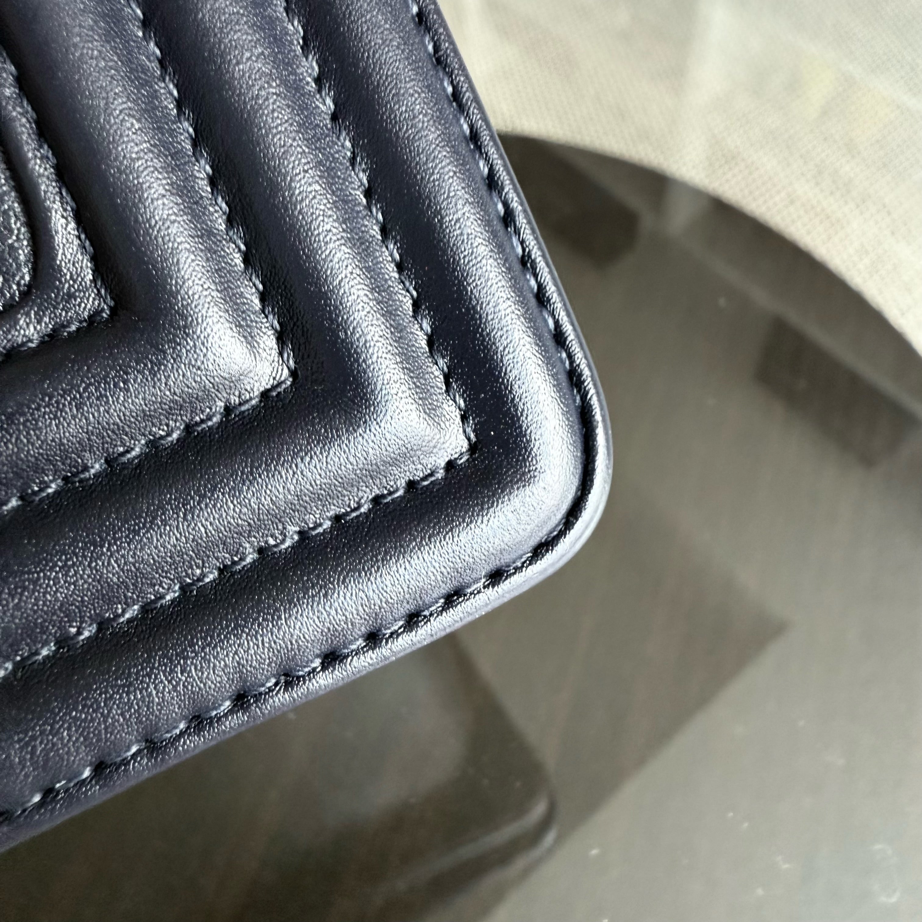 Chanel Boy Medium - Calfskin 25CM Quilted Dark Blue Gold Hardware Series 26