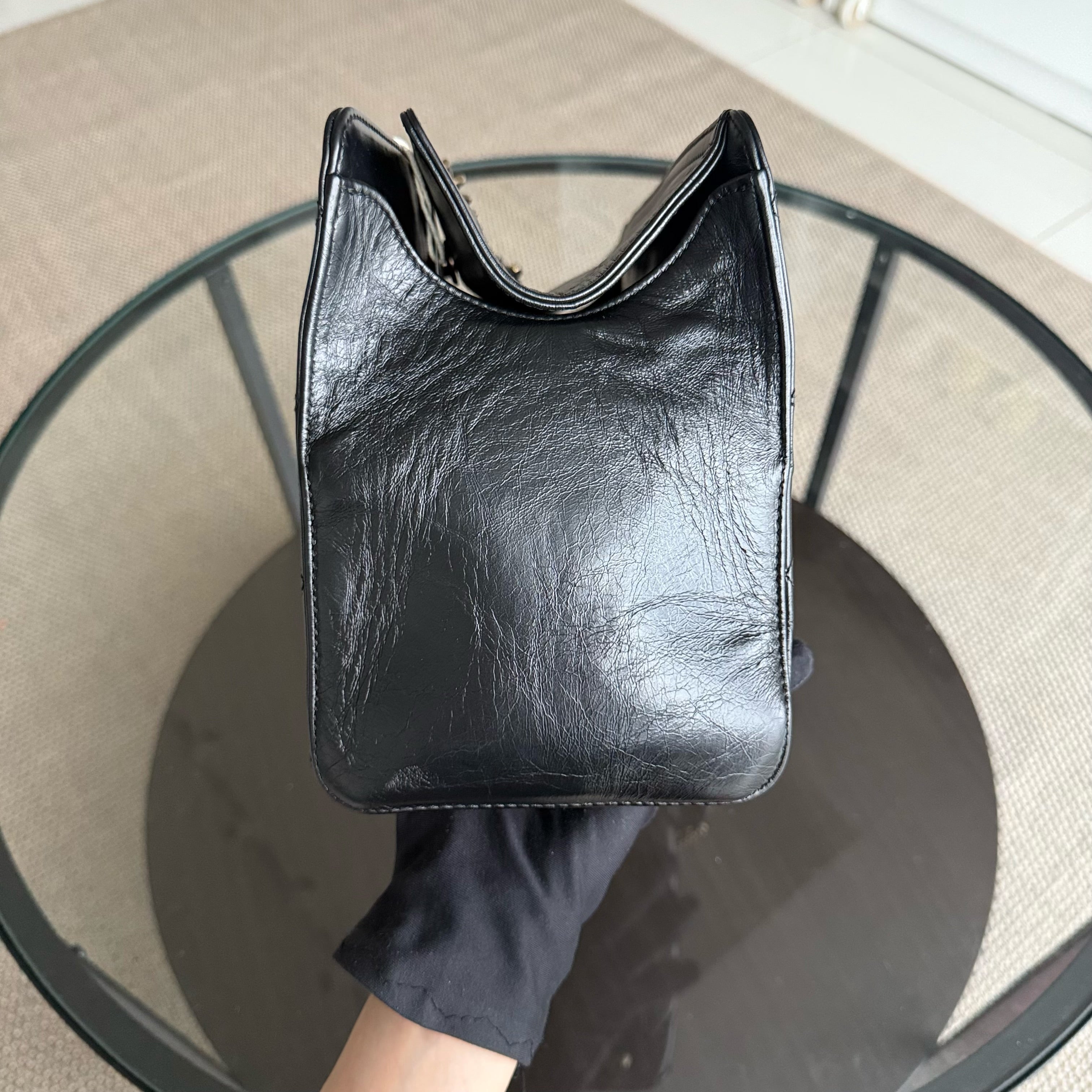 Chanel Shopping Tote - Calfskin Quilted Black Gold Hardware