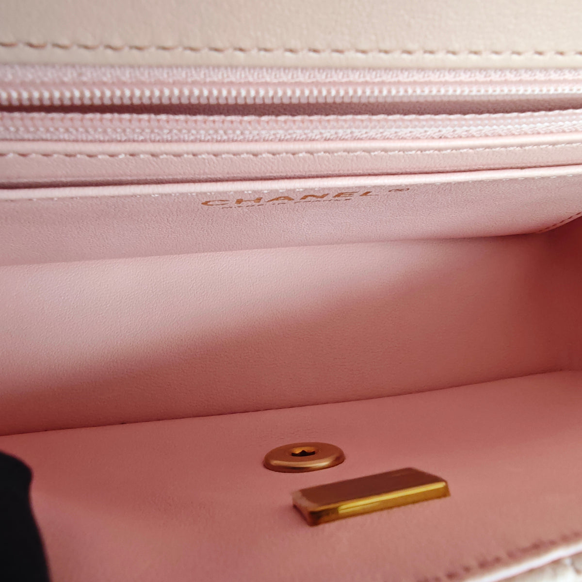 Chanel Classic Flap Mini Top Handle -Quilted Lambskin Gold Hardware Microchip