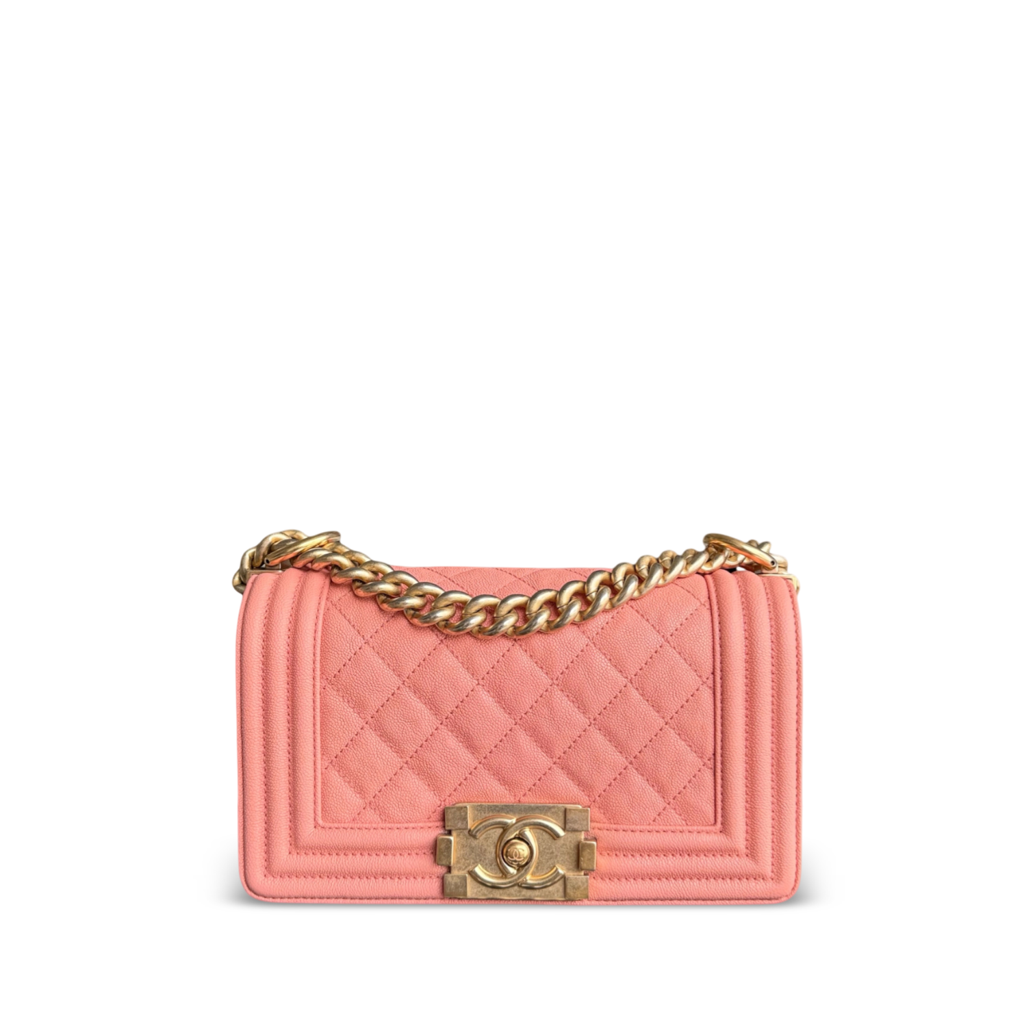 Chanel Boy Small - Caviar 20CM Quilted Blush Gold Hardware Series 27