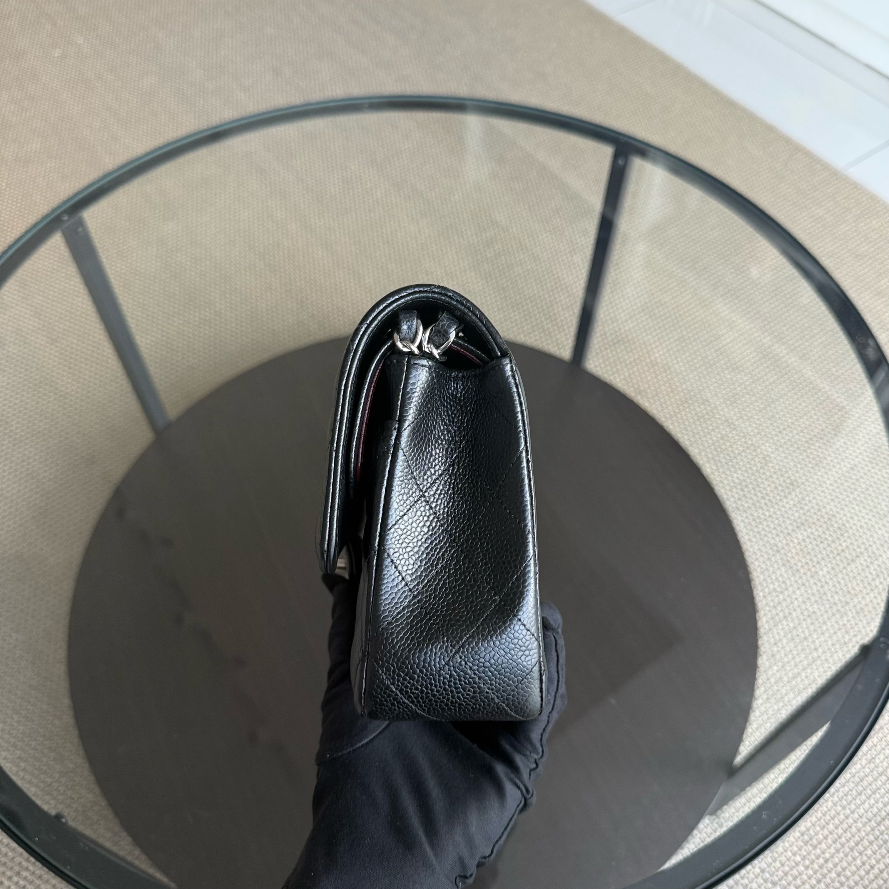 Chanel Classic Flap Medium - Caviar 25CM Quilted Grained Calfskin Black Silver Hardware Series 29