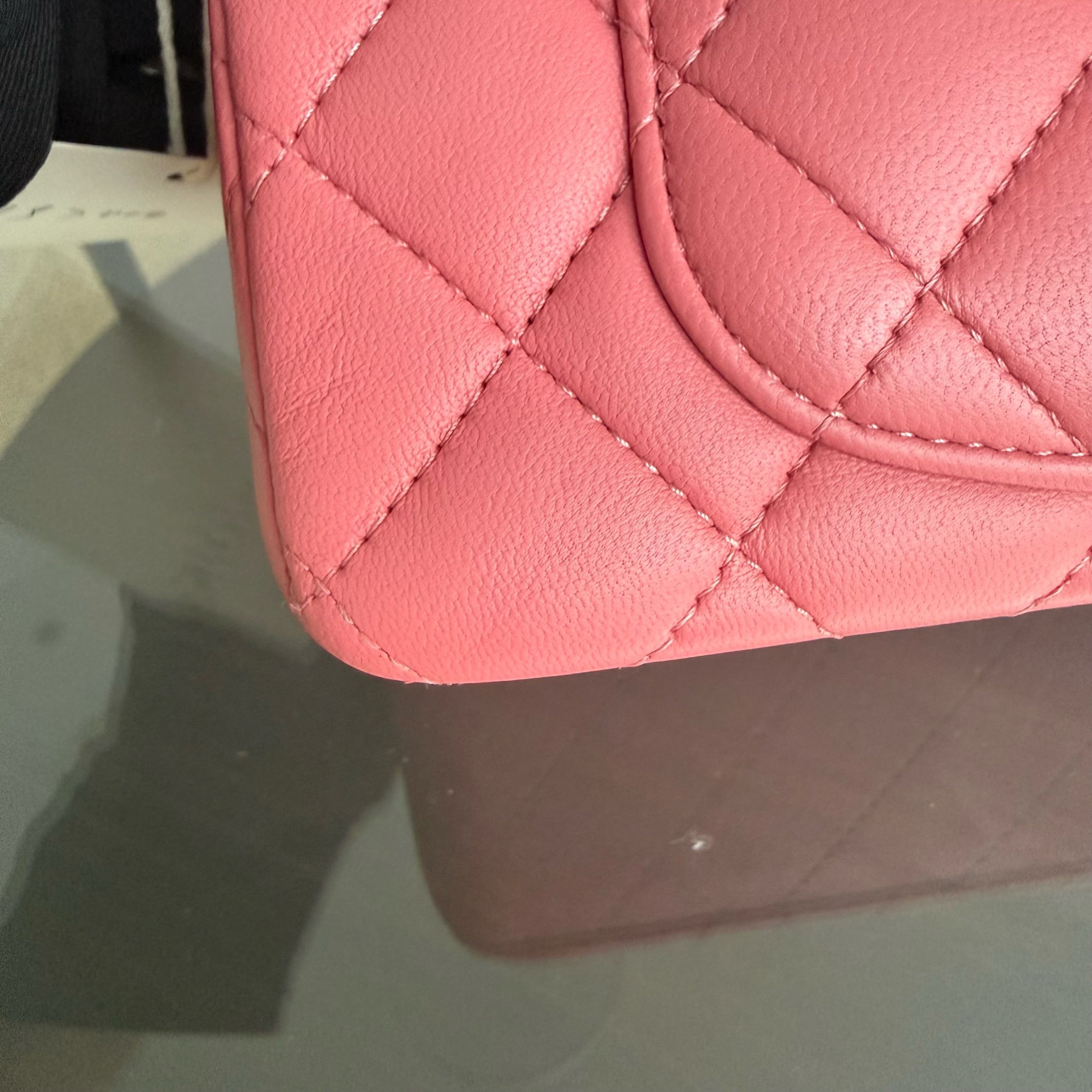 Chanel Classic Flap Mini - 20CM Quilted Lambskin Pink Silver Hardware Series 28