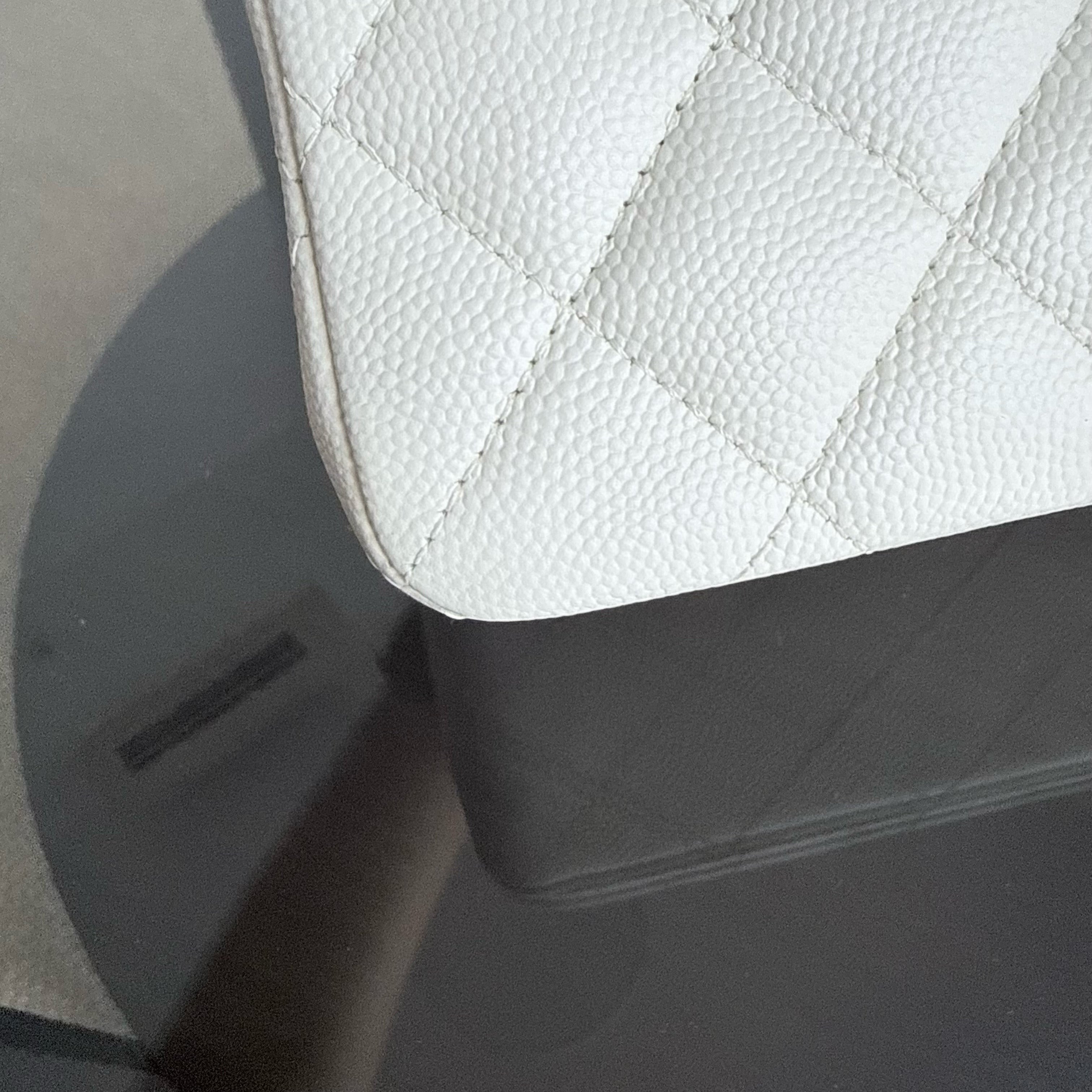 Chanel Classic Flap Small - Caviar 23CM Quilted White Light Gold Hardware Microchip
