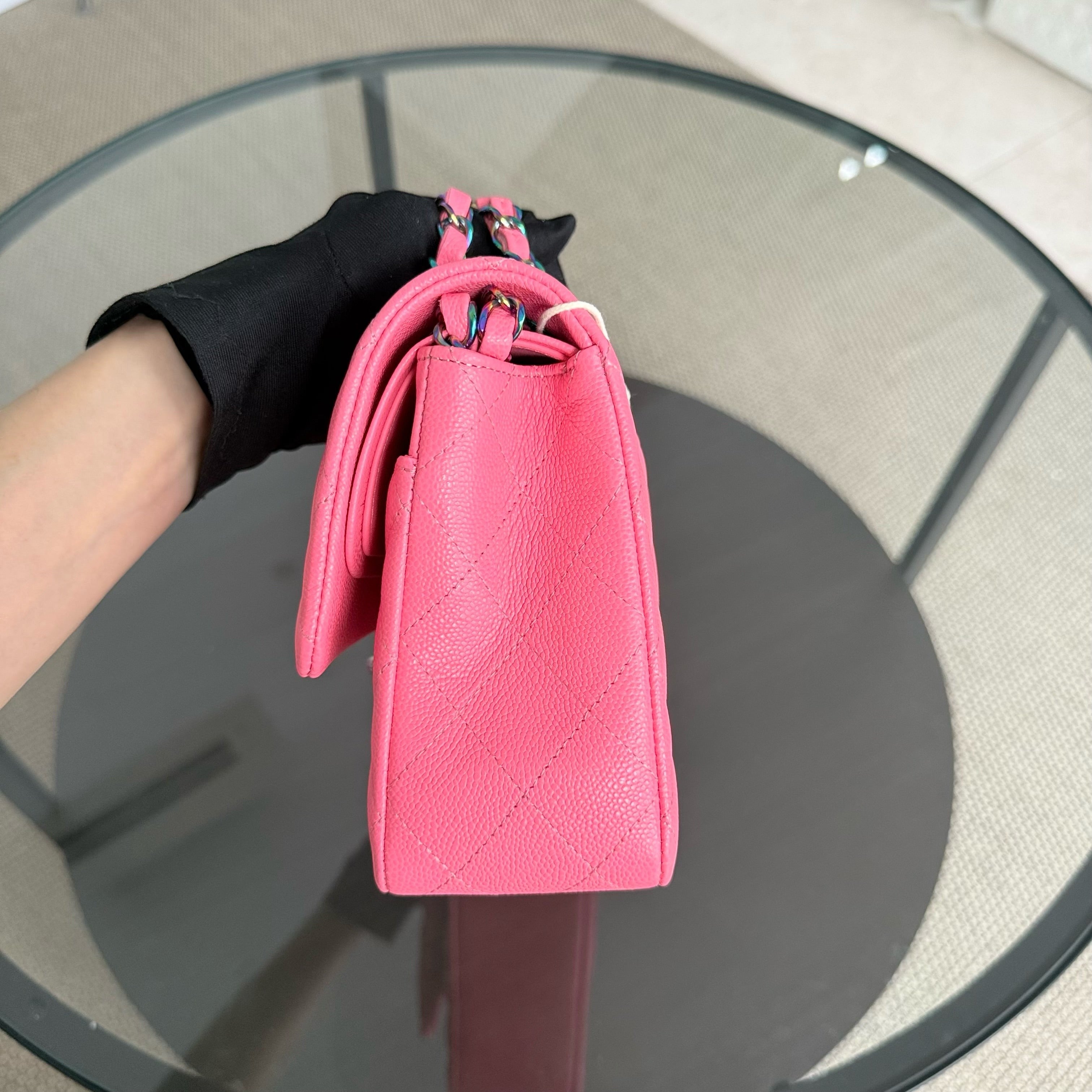 Chanel Classic Flap Medium Microchip - 25CM Quilted Caviar Pink Limited Edition Hardware