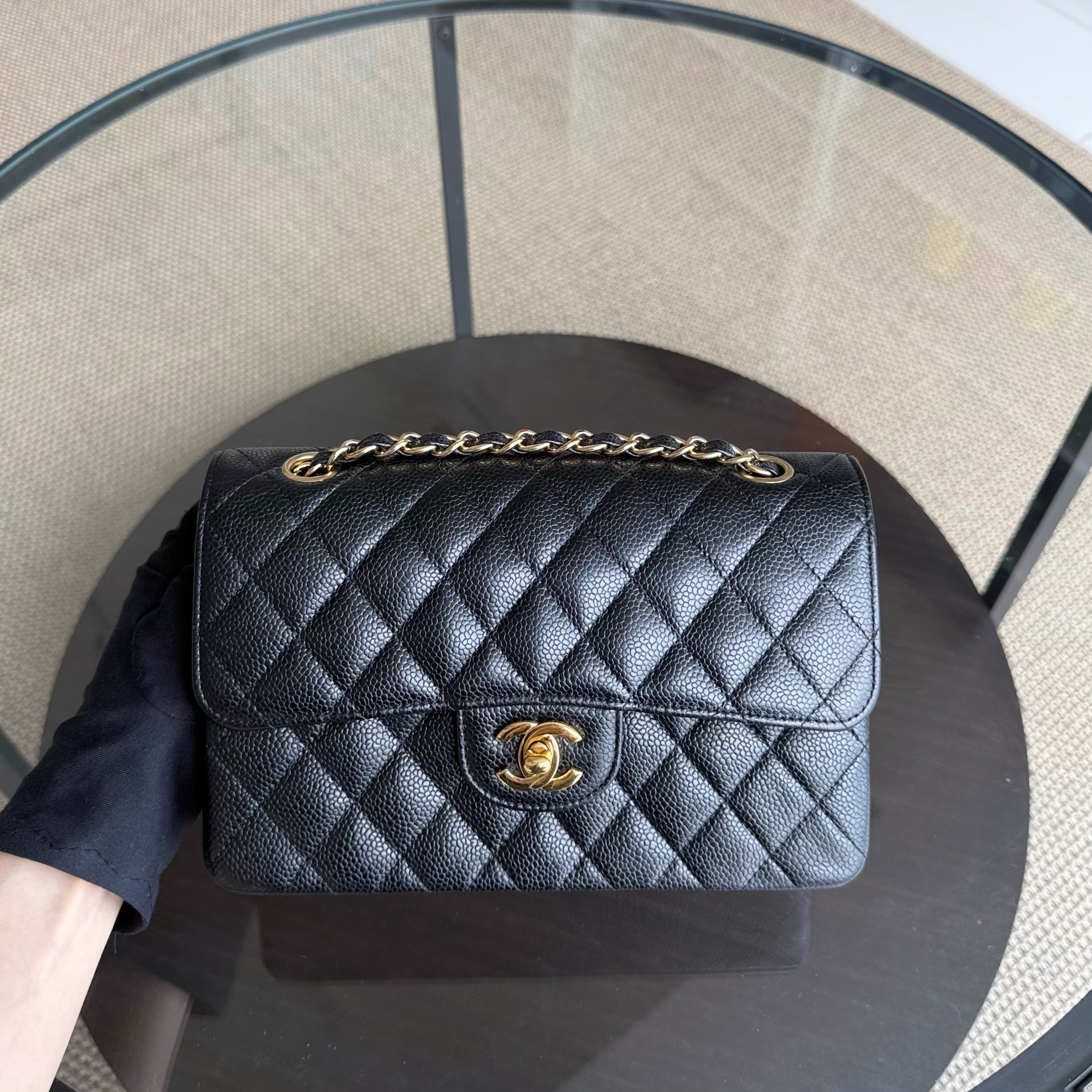 Chanel Classic Flap Small - Caviar 23CM Quilted Grained Calfskin Black Gold Hardware Series 23