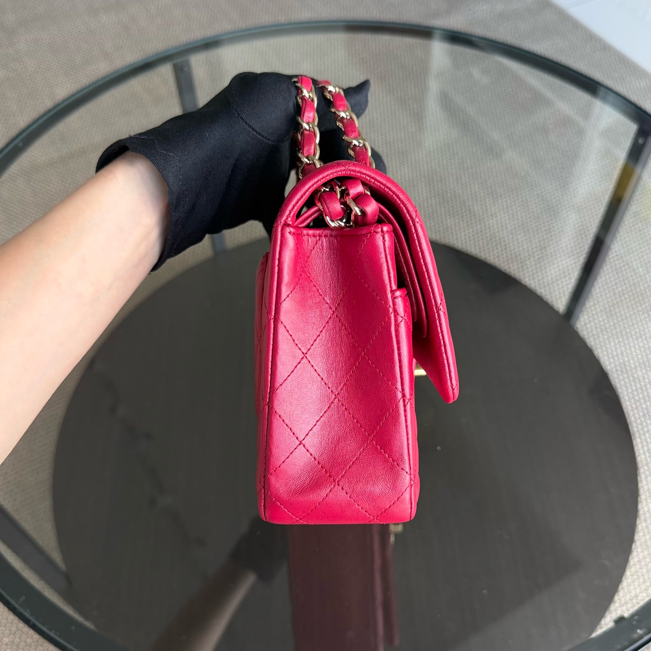 Chanel Classic Flap Medium - Quilted Lambskin 25CM Red Gold Hardware Series 23