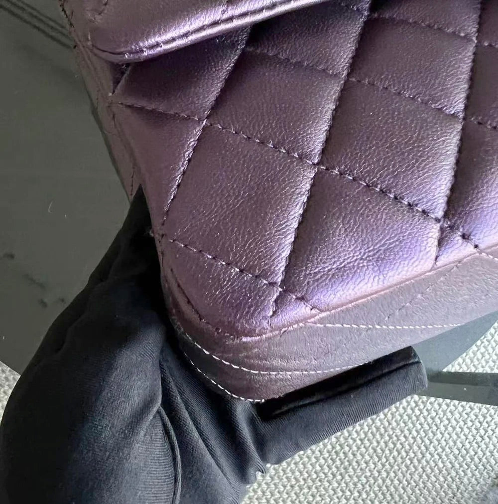 Classic Flap Quilted Lambskin Purple Silver Hardware Series 24