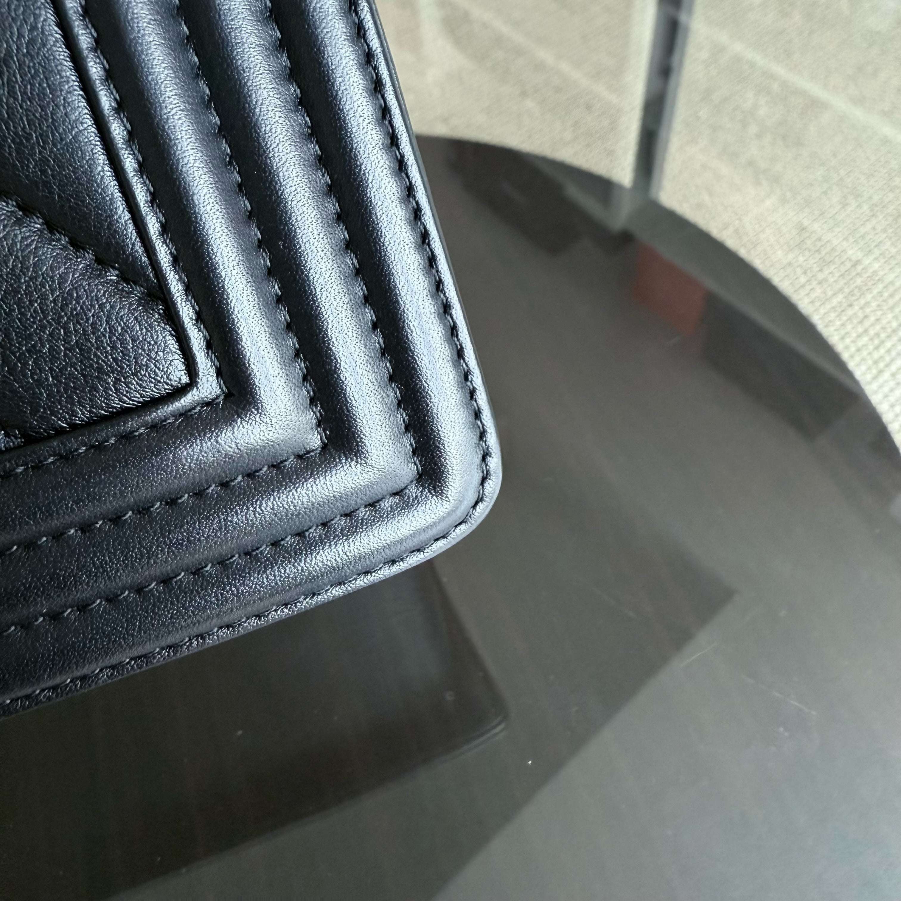 Chanel Boy Medium - Chevron Calfskin 25CM Black Silver Hardware Series 22