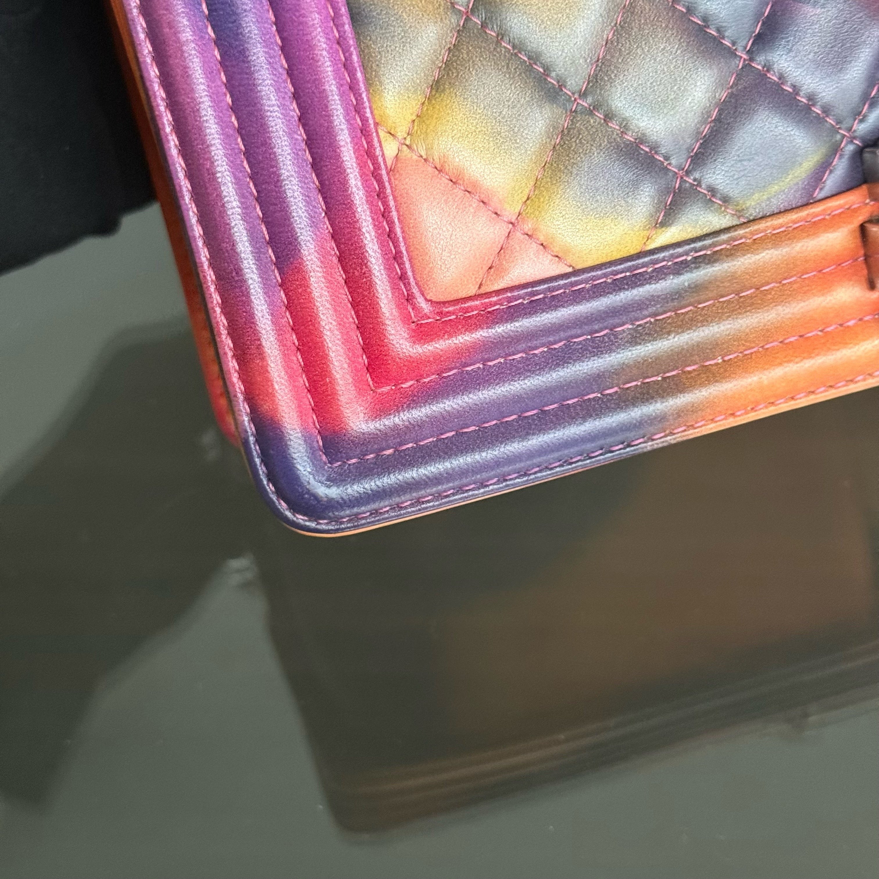Chanel Boy Medium - 25CM Flower Power Quilted Lambskin Limited Edition Silver Hardware Series 20