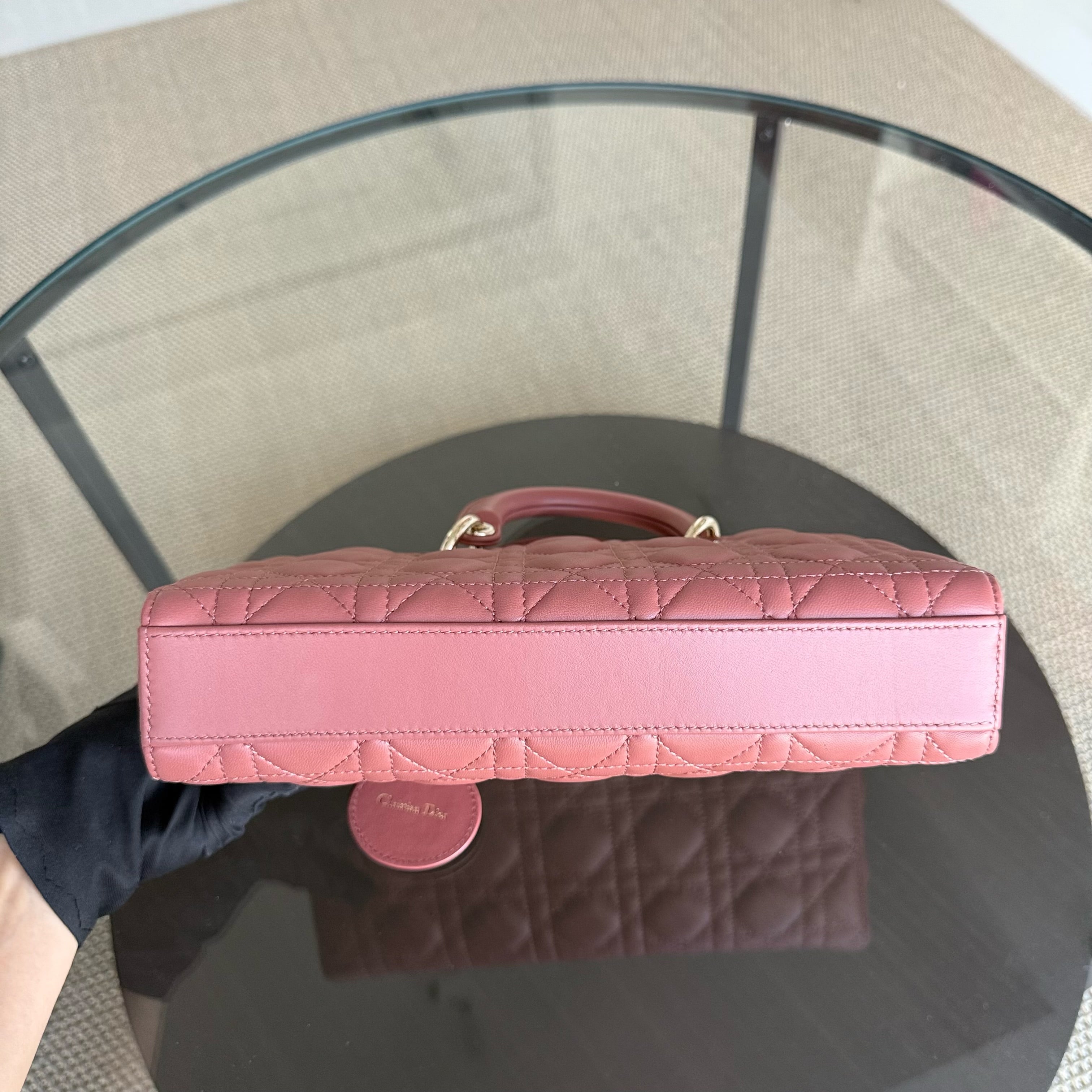 Dior D-Joy Medium - Cannage Lambskin Blush Pink Gold Hardware