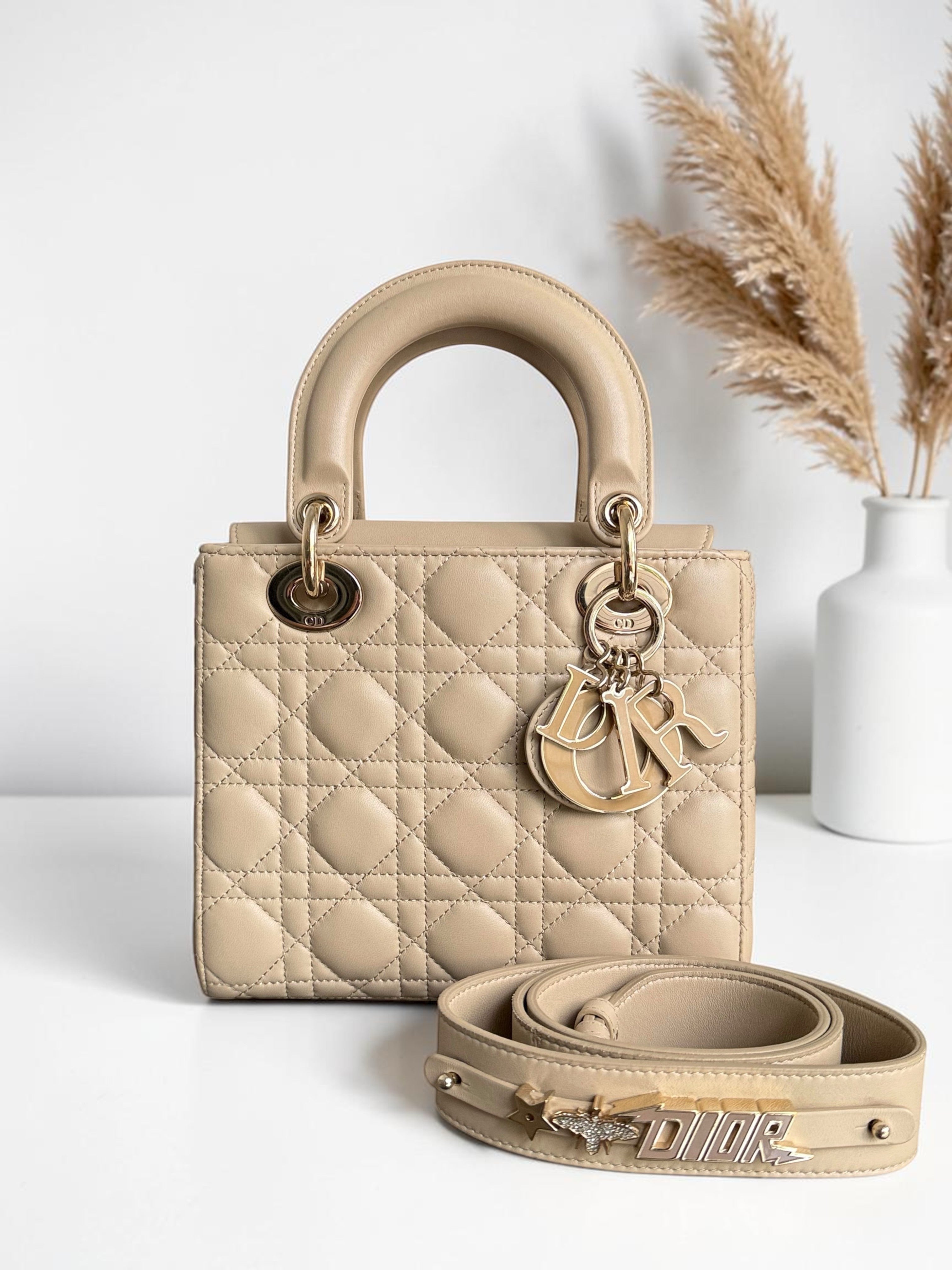 Dior Lady Small ABC Flap - Cannage Lambskin Beige Gold Hardware MyABC