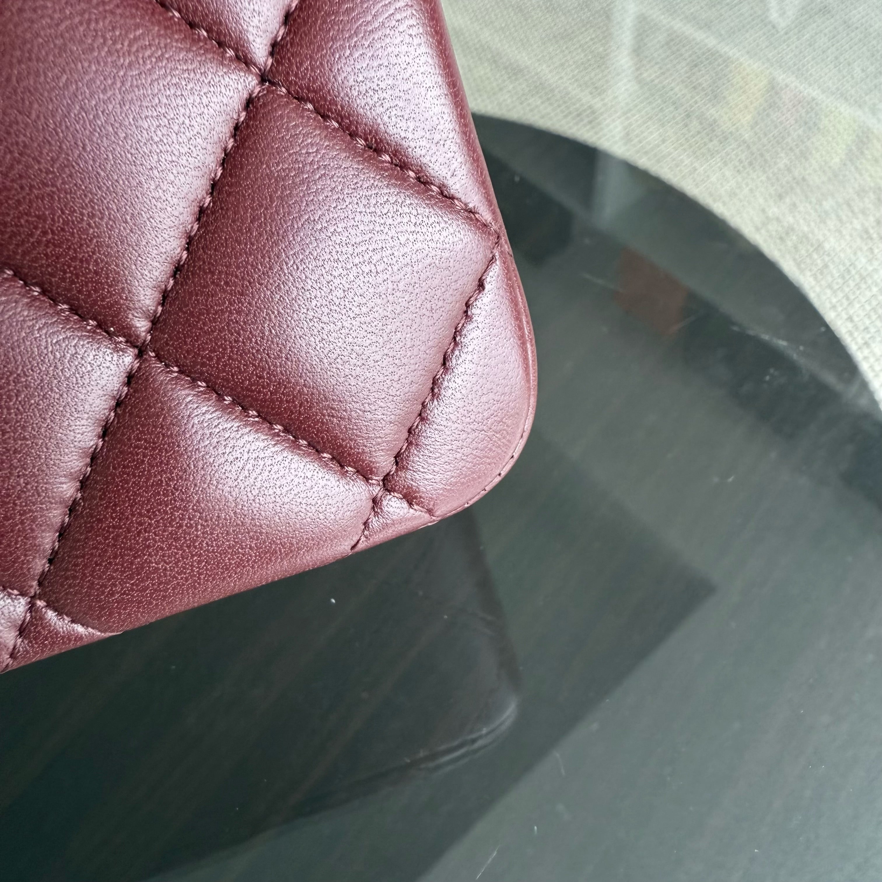 Chanel Classic Flap Medium - 25CM Quilted Lambskin Burgundy Dark Red Gold Hardware Series 21