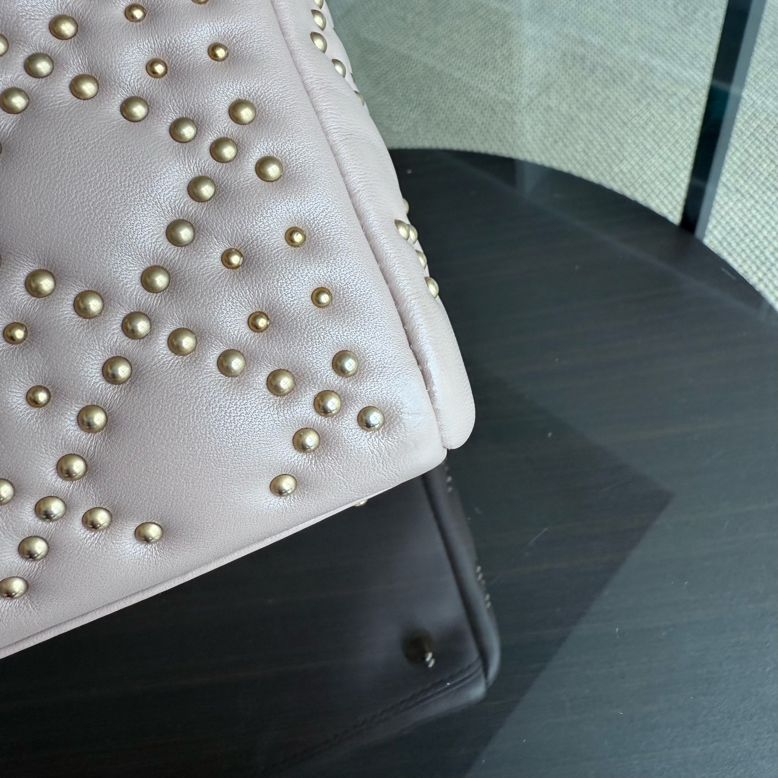 Dior Lady Medium - Studded Cannage Lambskin Blush Gold Hardware